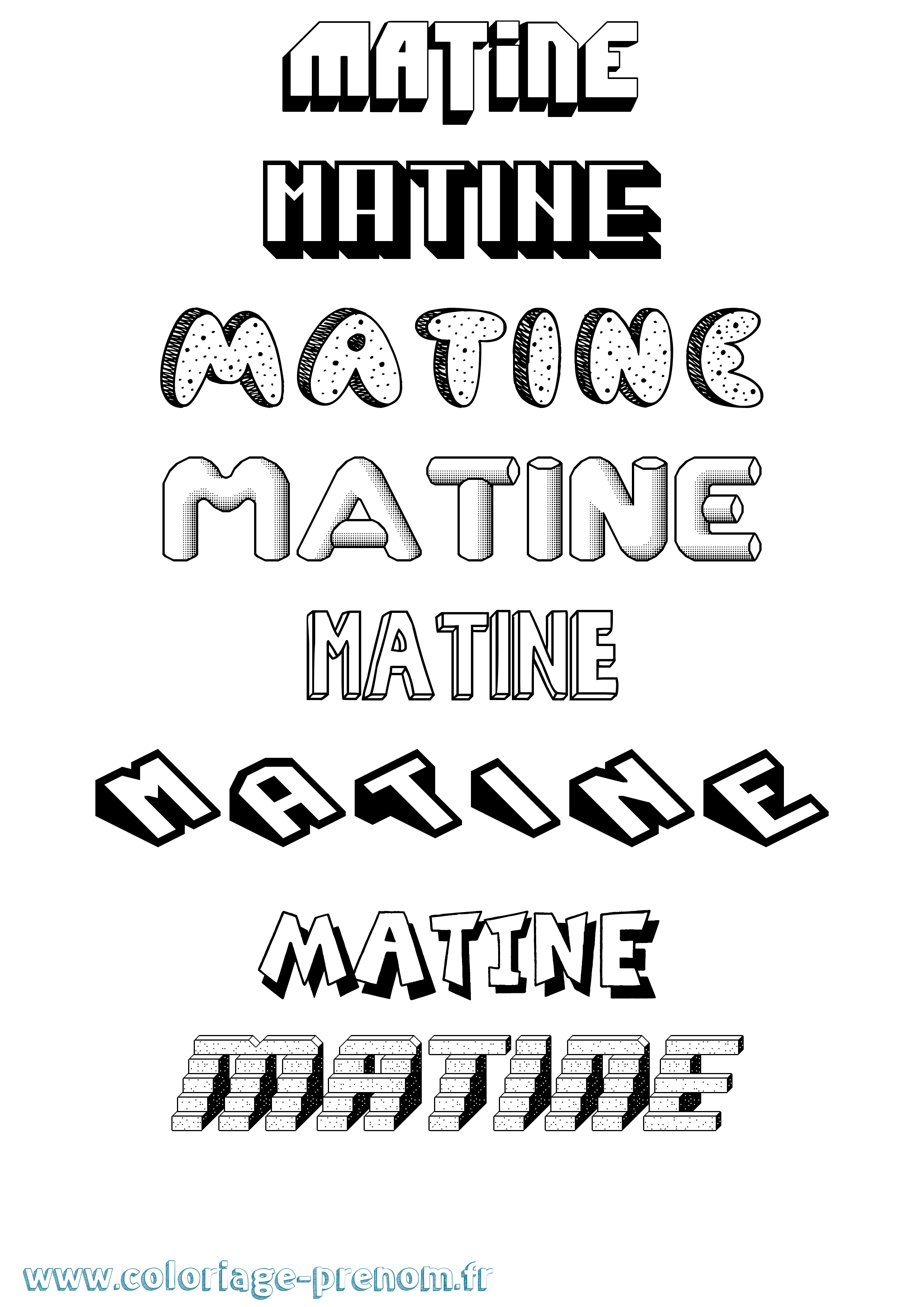 Coloriage prénom Matine Effet 3D