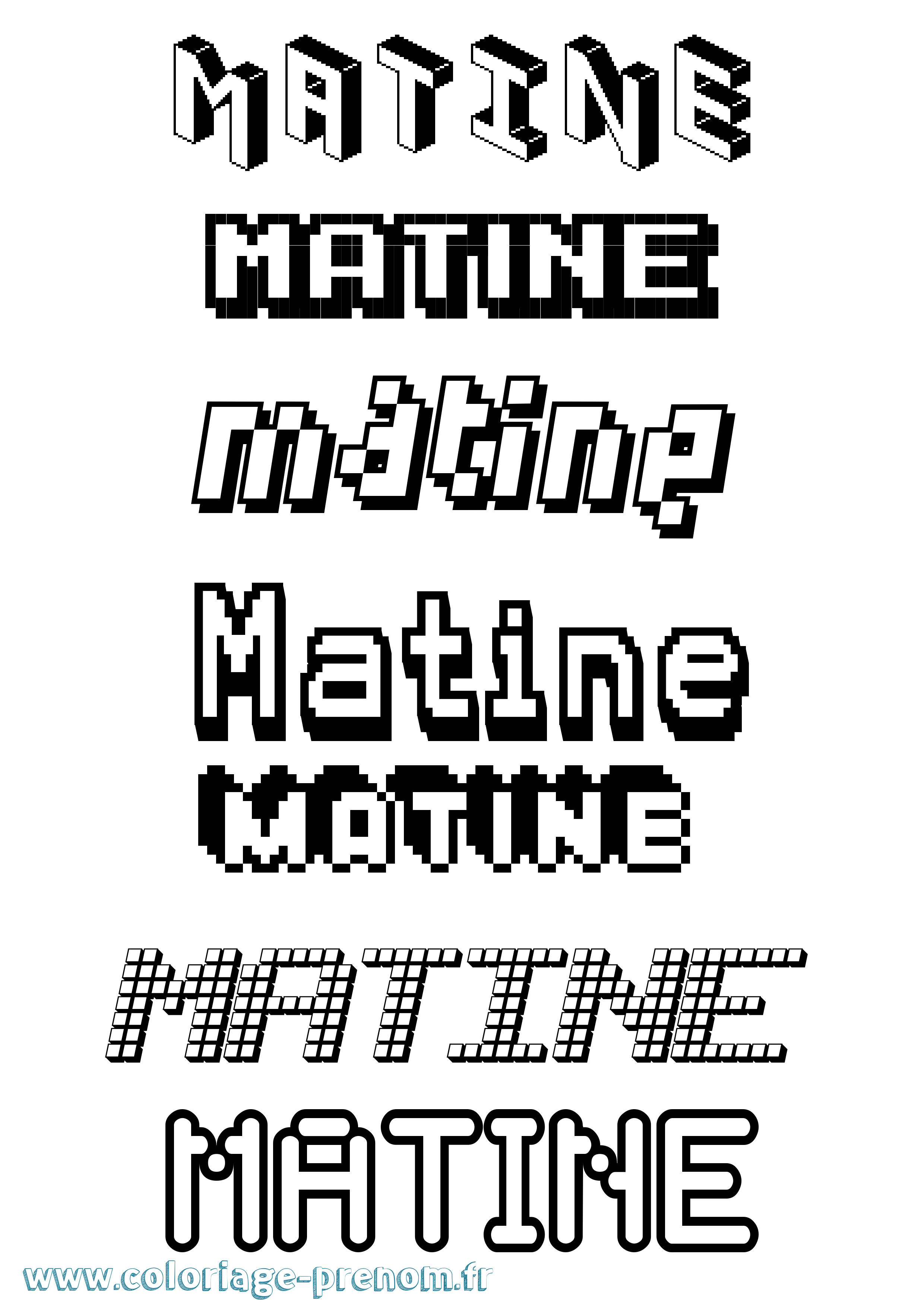 Coloriage prénom Matine Pixel
