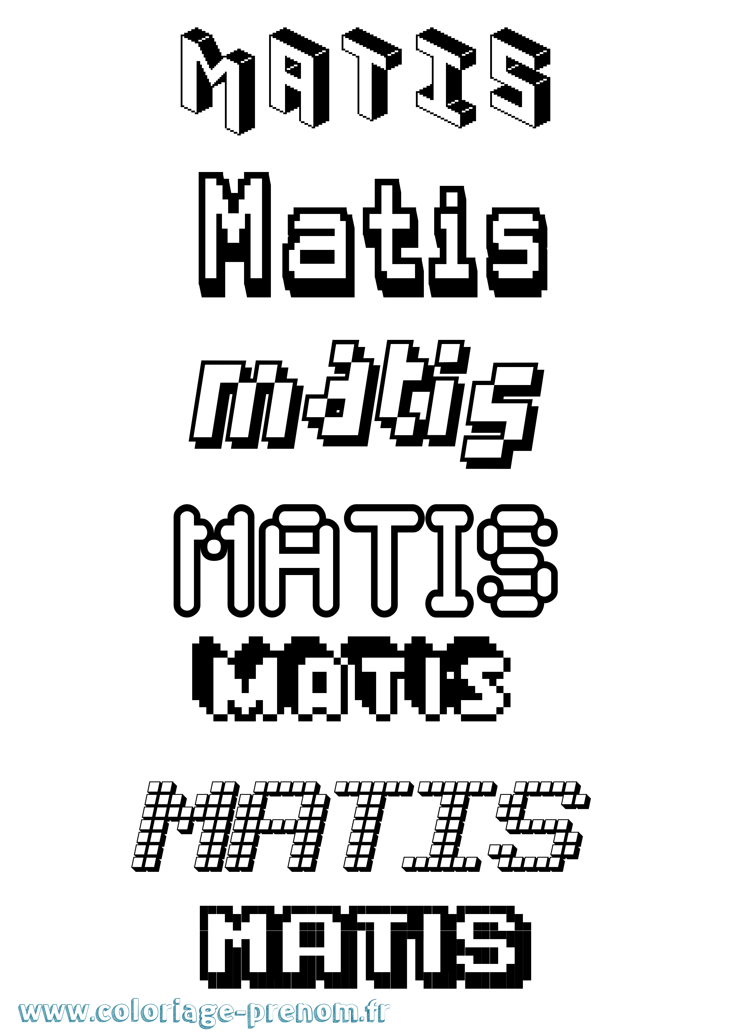 Coloriage prénom Matis Pixel