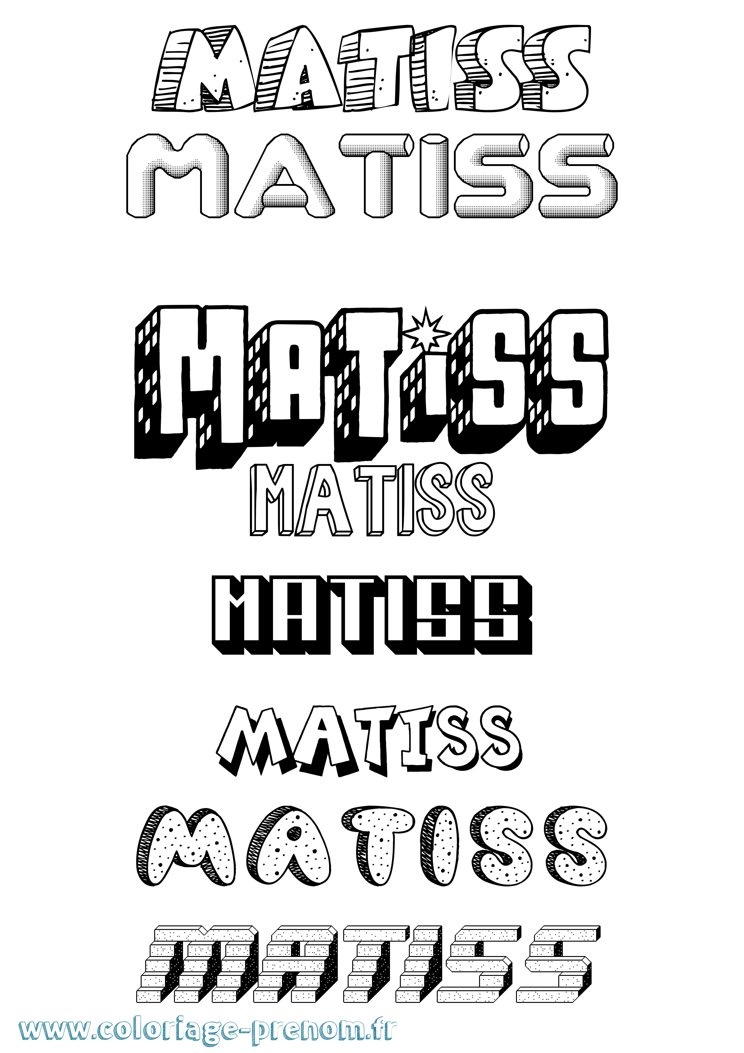 Coloriage prénom Matiss Effet 3D