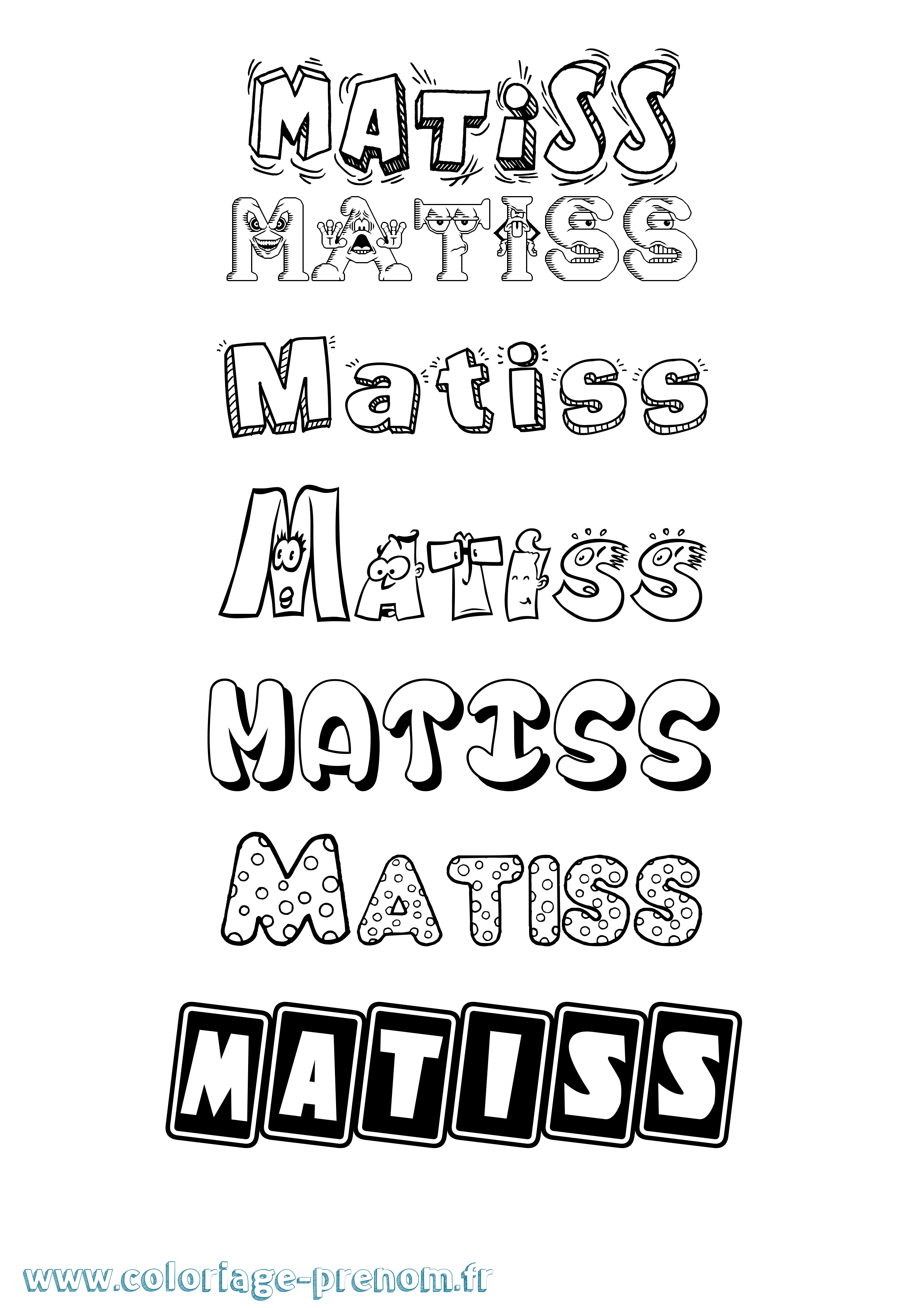 Coloriage prénom Matiss Fun