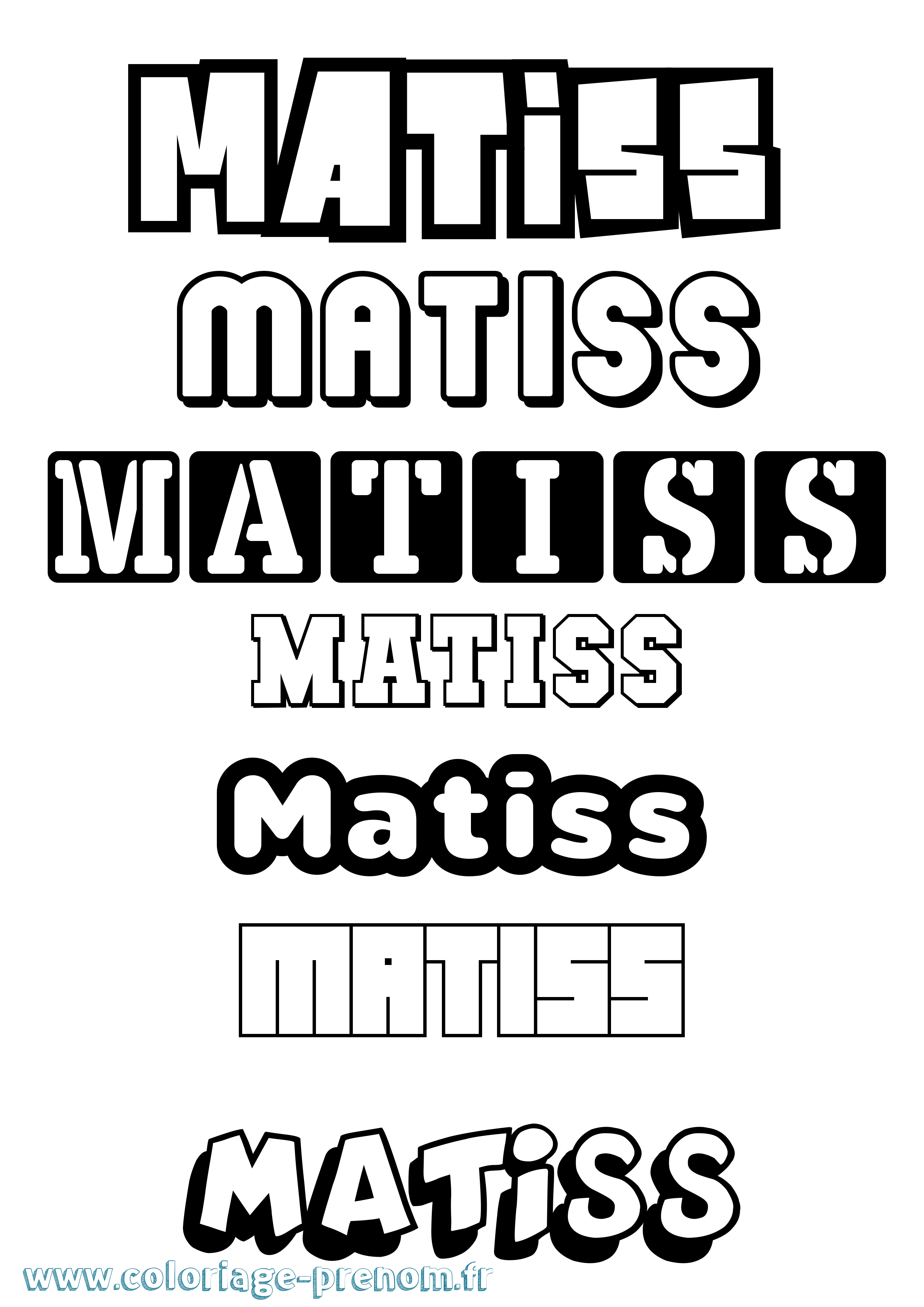Coloriage prénom Matiss Simple