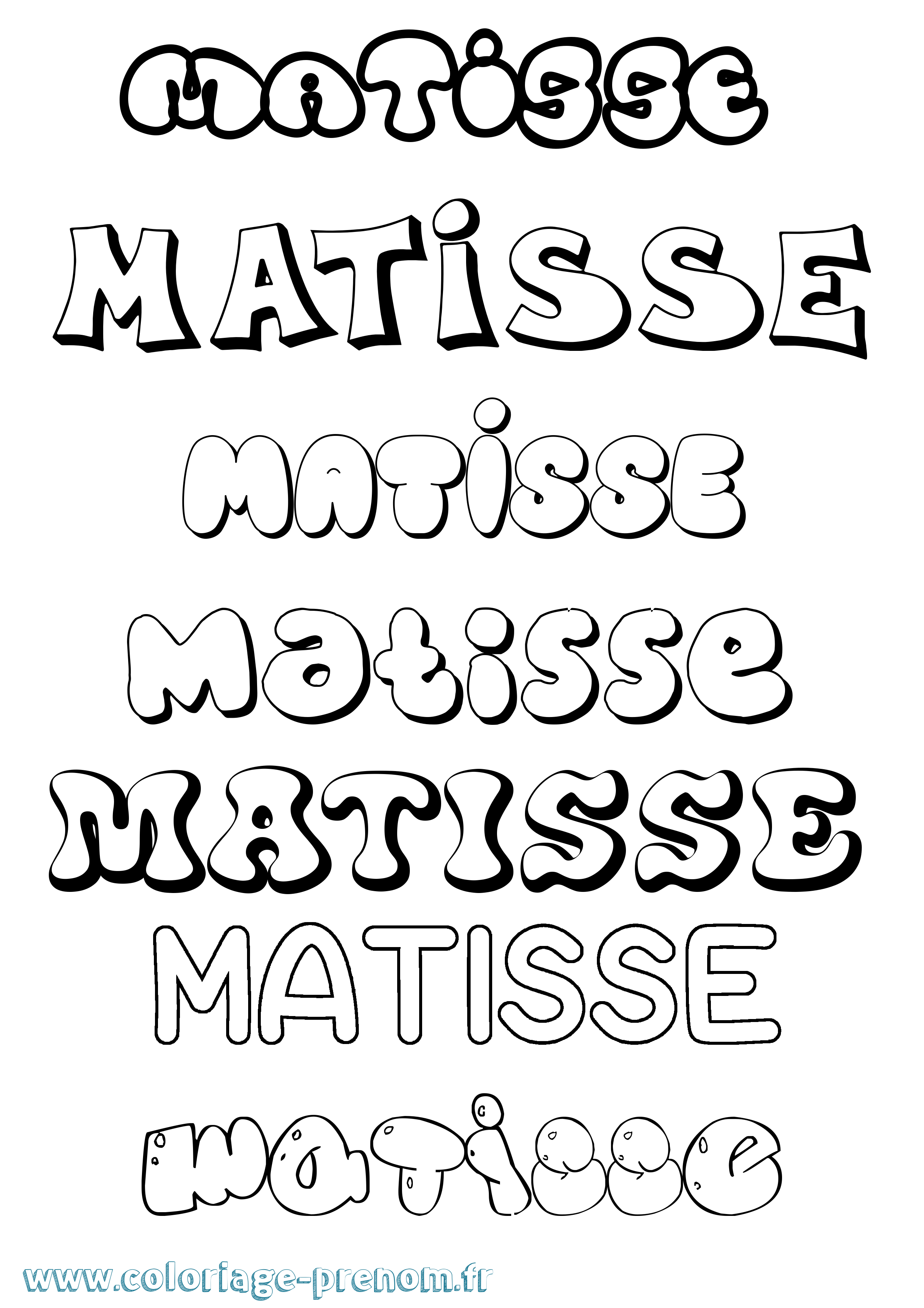 Coloriage prénom Matisse Bubble