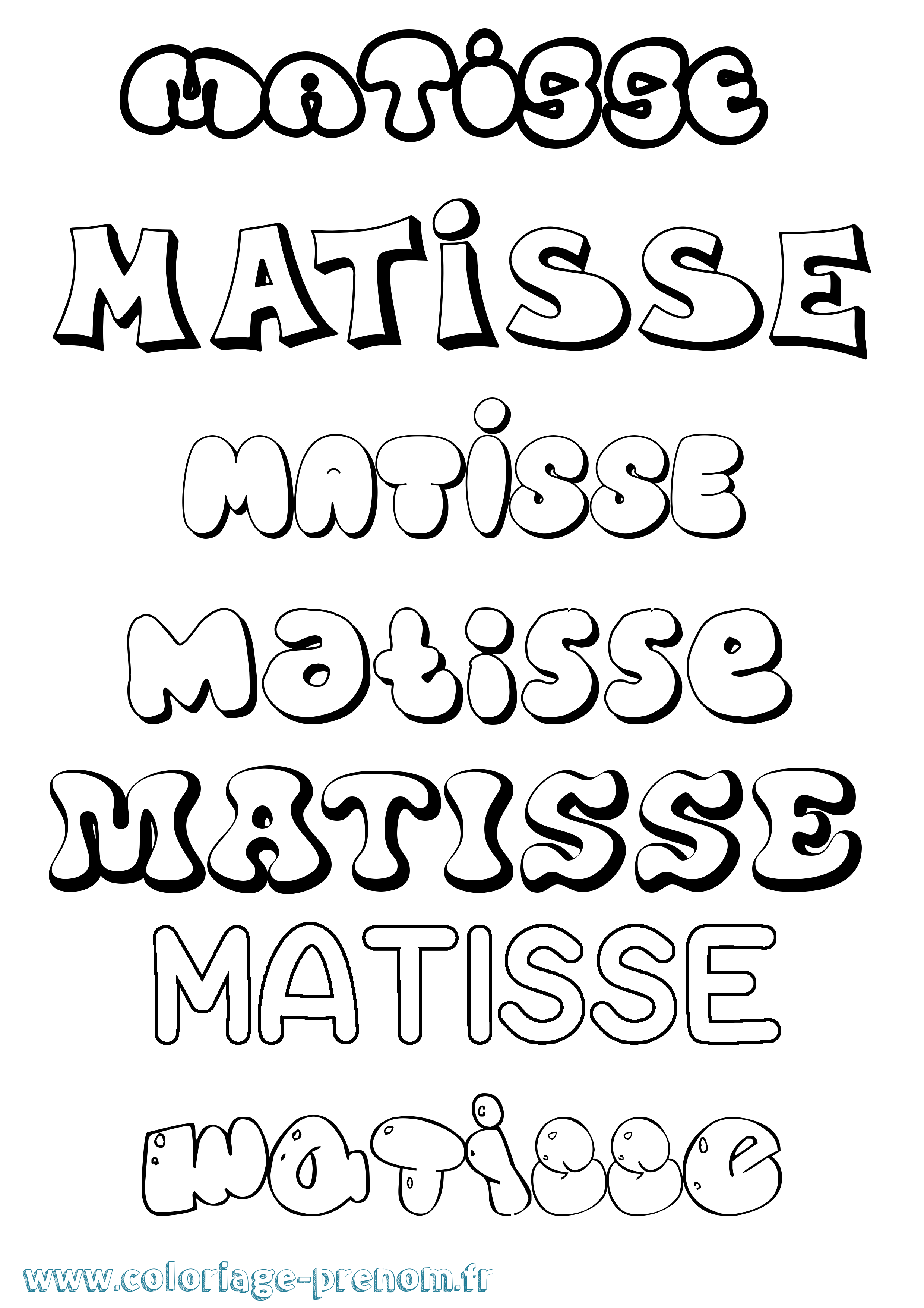Coloriage Matisse Bubble Coloriage prénom Matisse Bubble