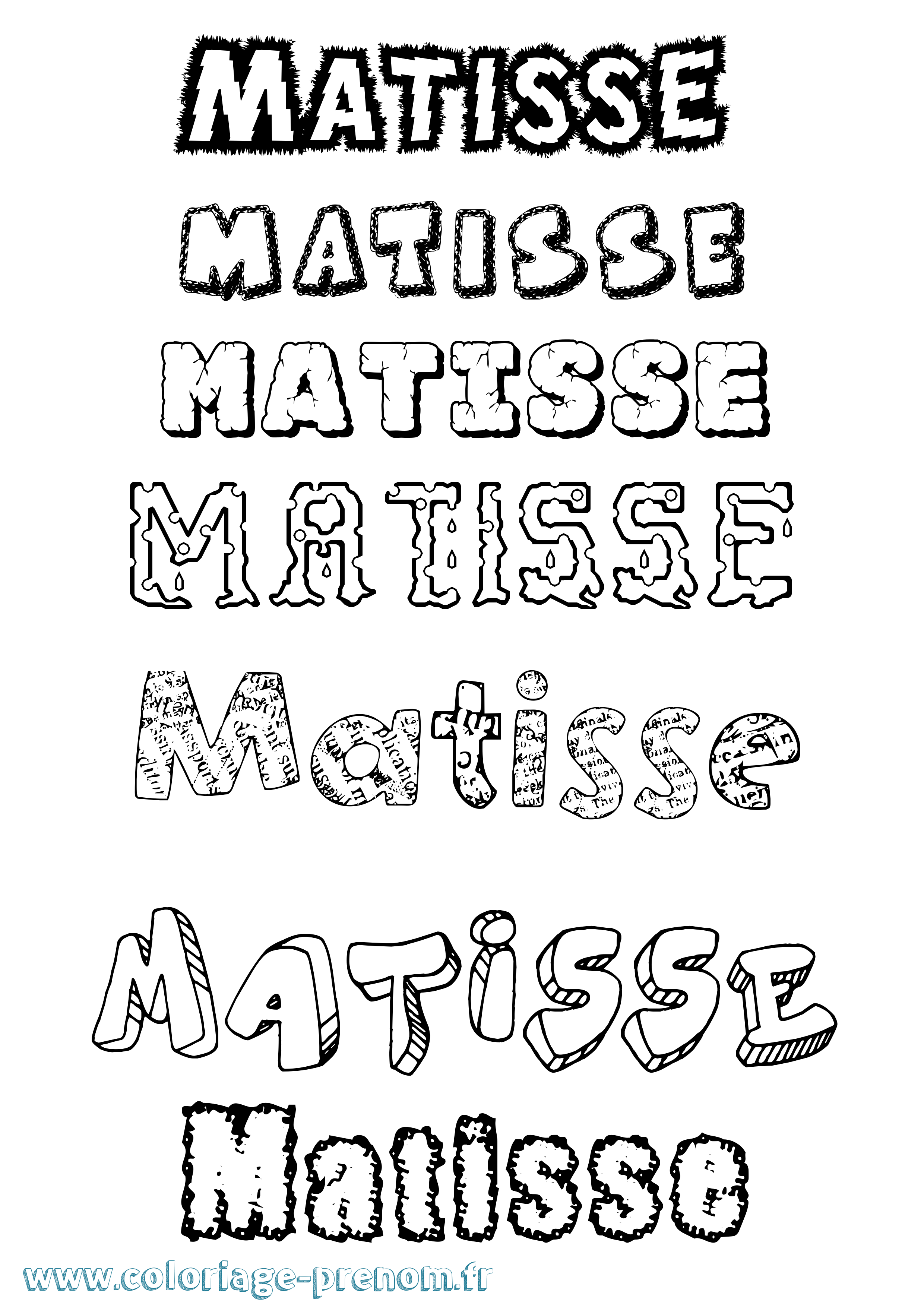 Coloriage prénom Matisse Destructuré