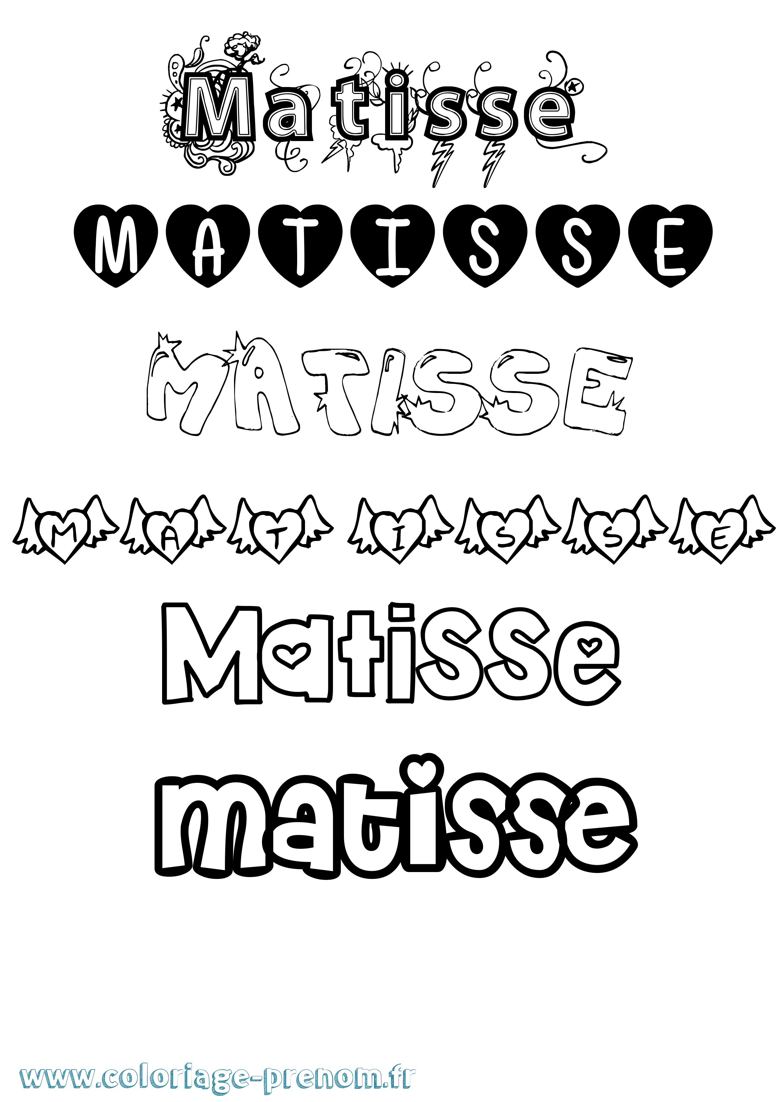 Coloriage Matisse Girly Coloriage prénom Matisse Girly