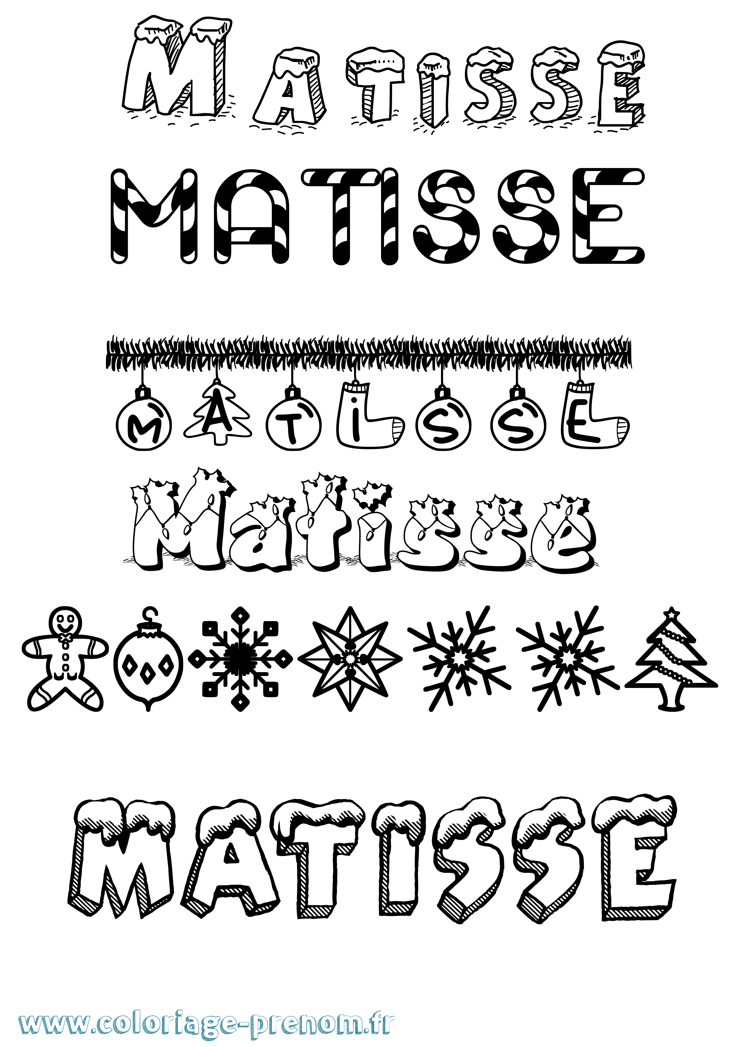 Coloriage Matisse Noël Coloriage prénom Matisse Noël