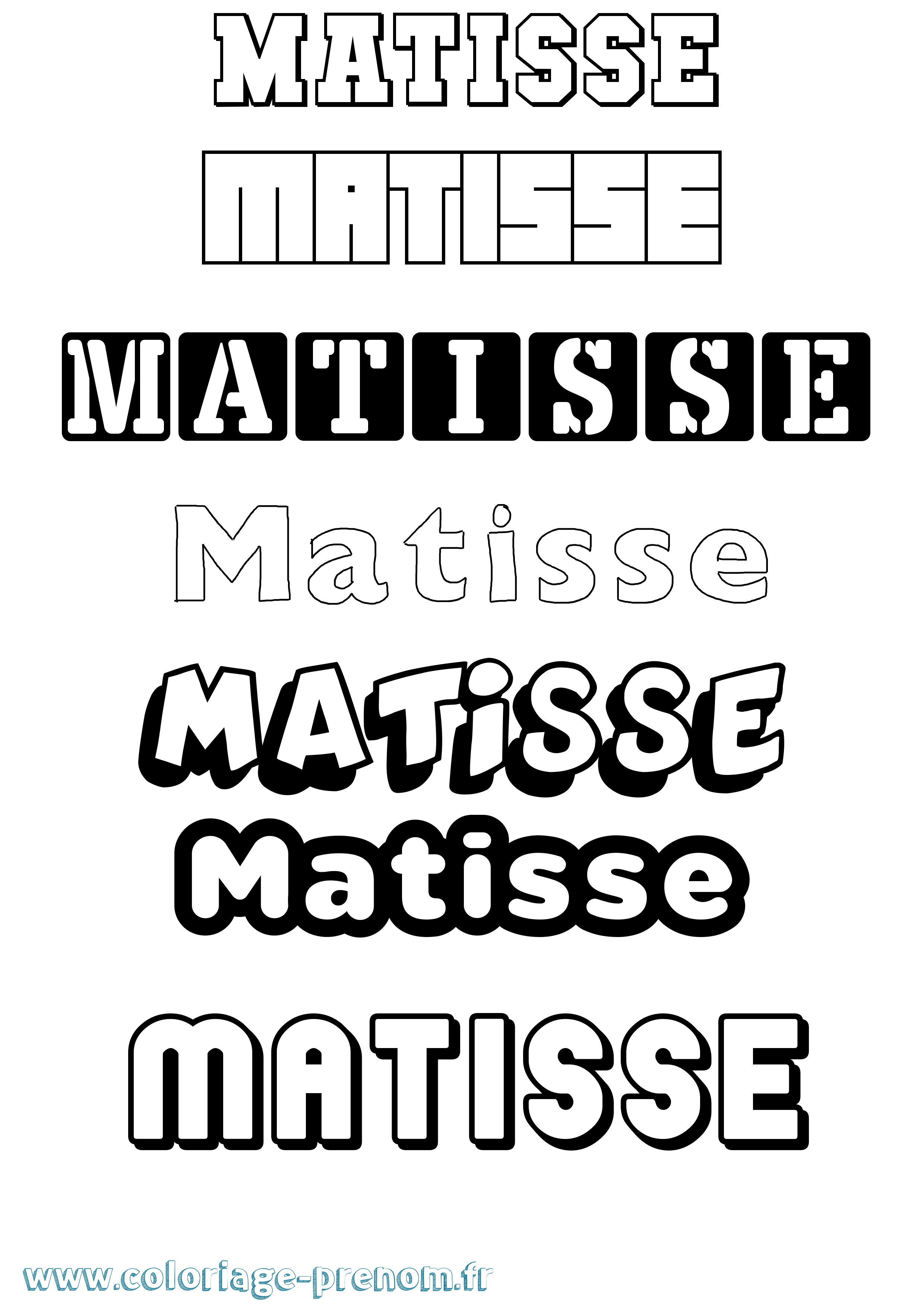 Coloriage prénom Matisse Simple