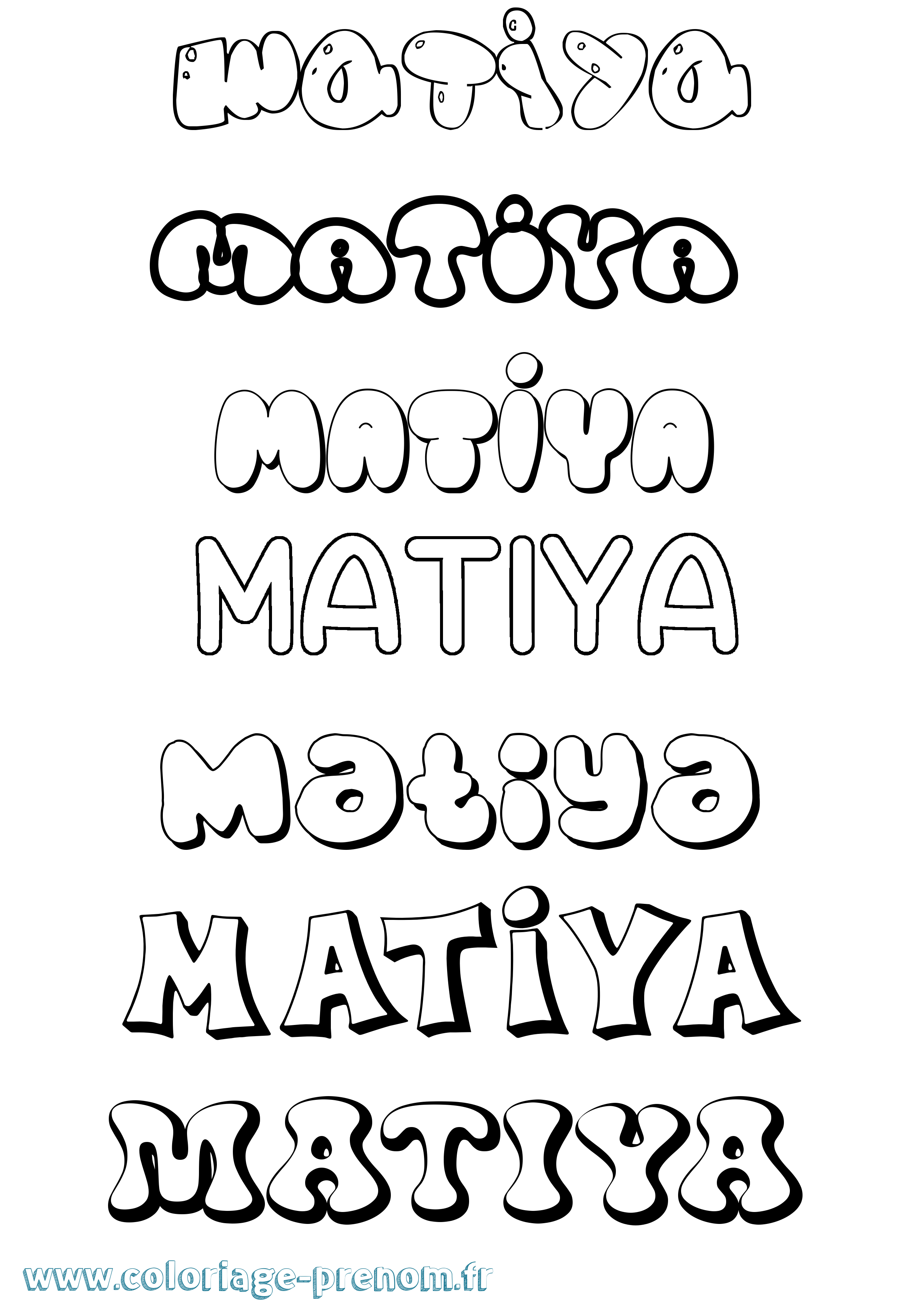Coloriage prénom Matiya Bubble