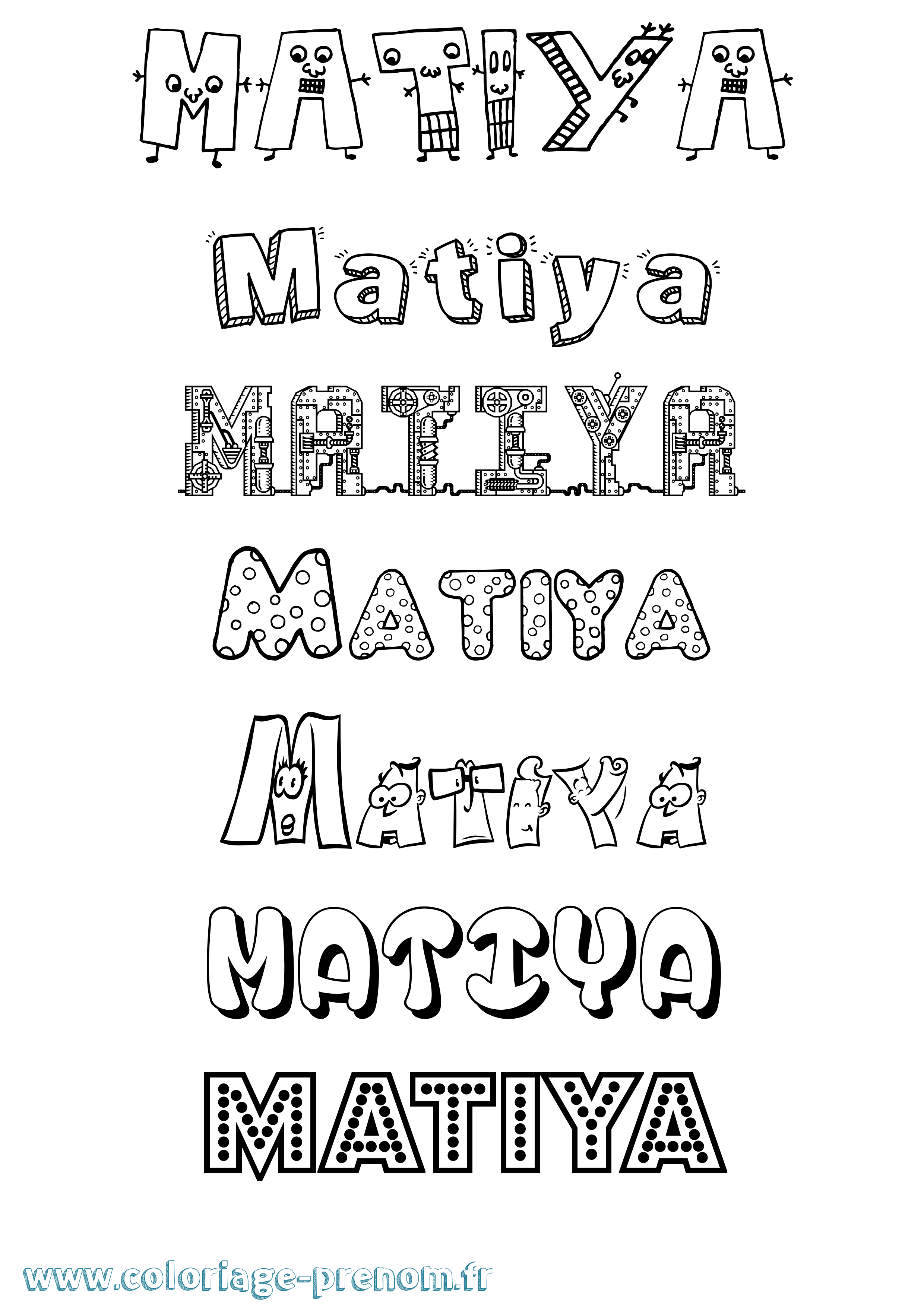Coloriage prénom Matiya Fun