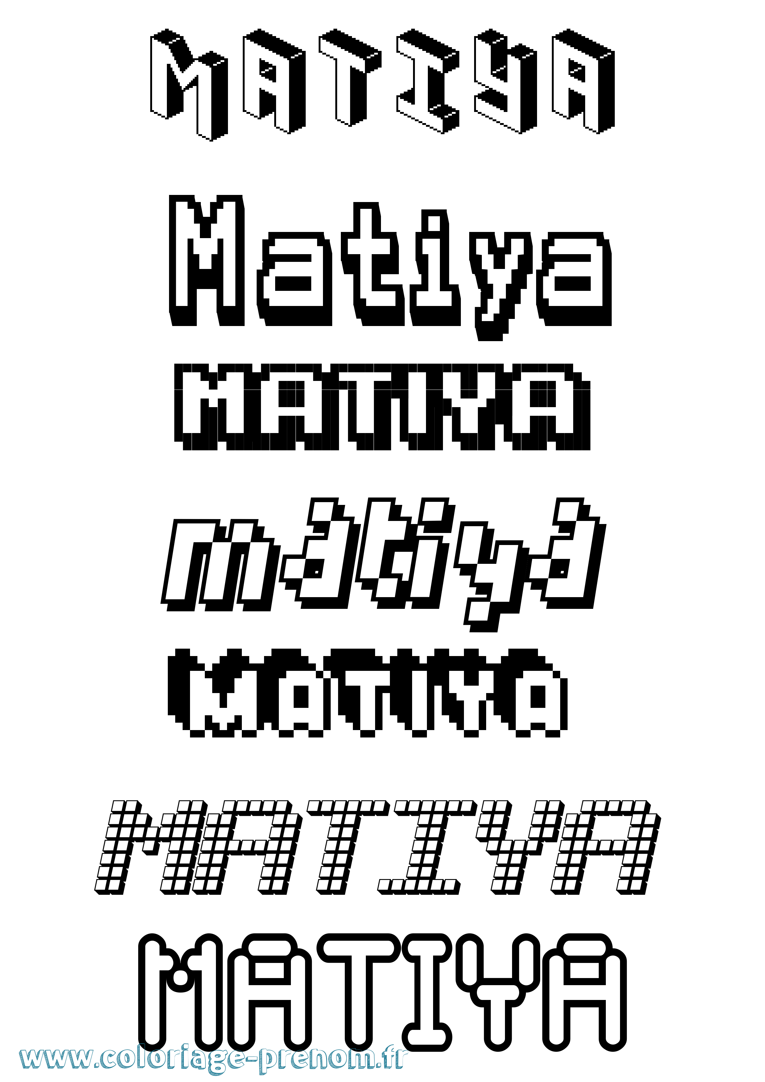 Coloriage prénom Matiya Pixel