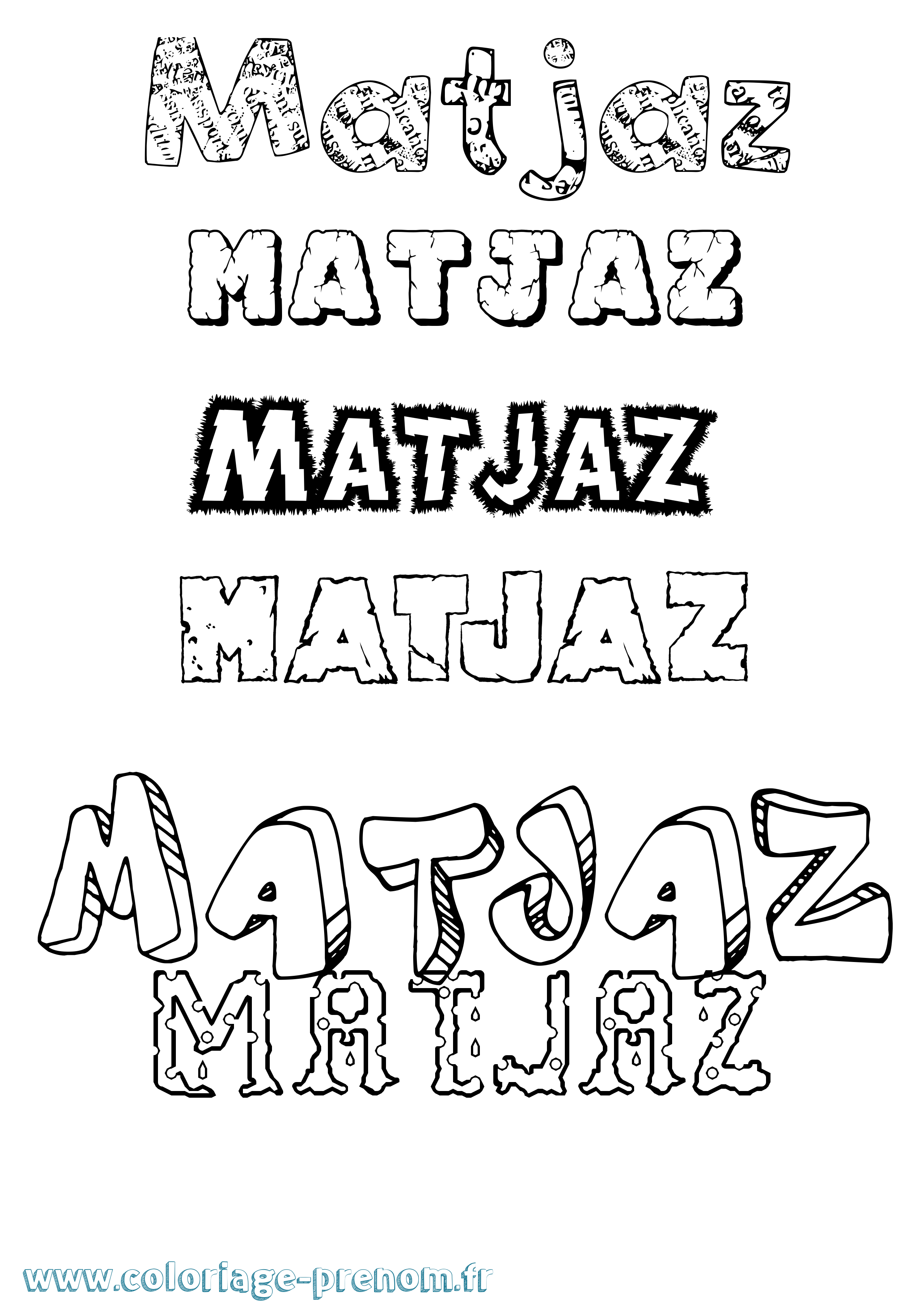 Coloriage prénom Matjaz Destructuré