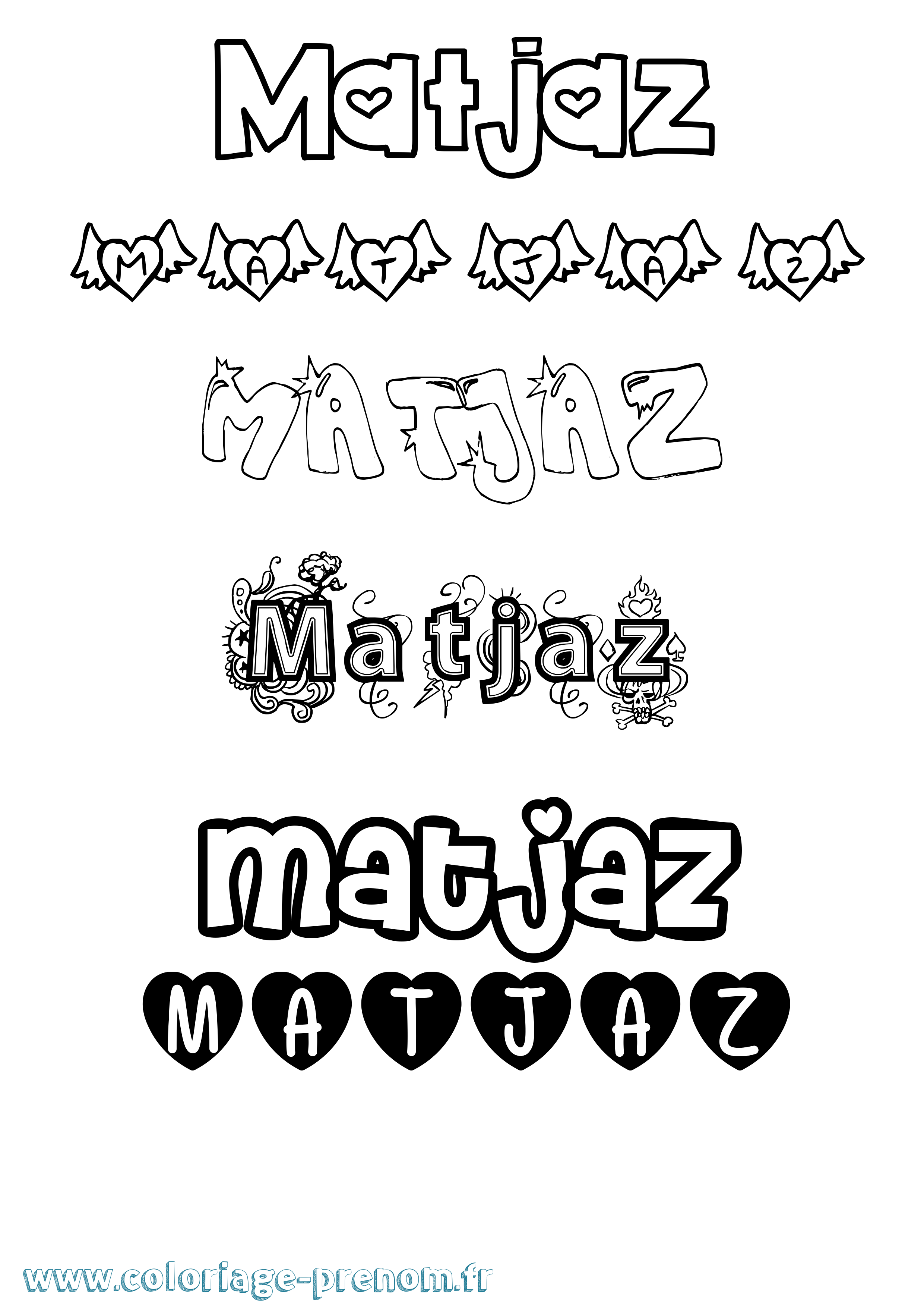 Coloriage prénom Matjaz Girly