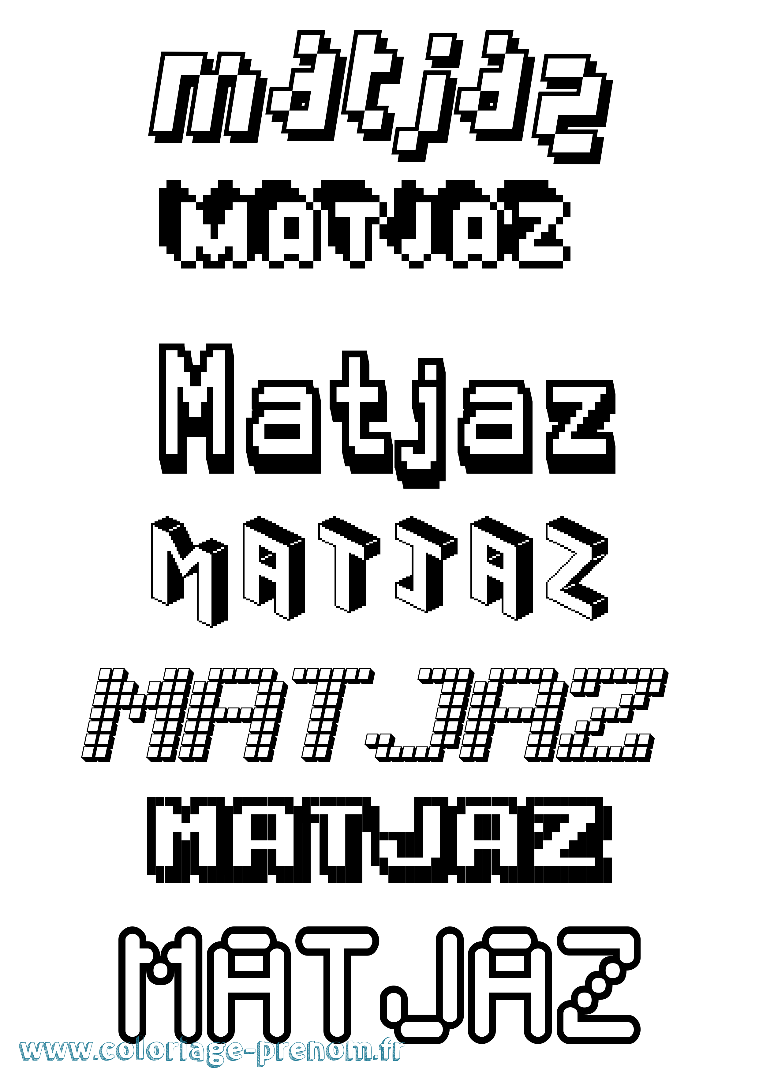 Coloriage prénom Matjaz Pixel