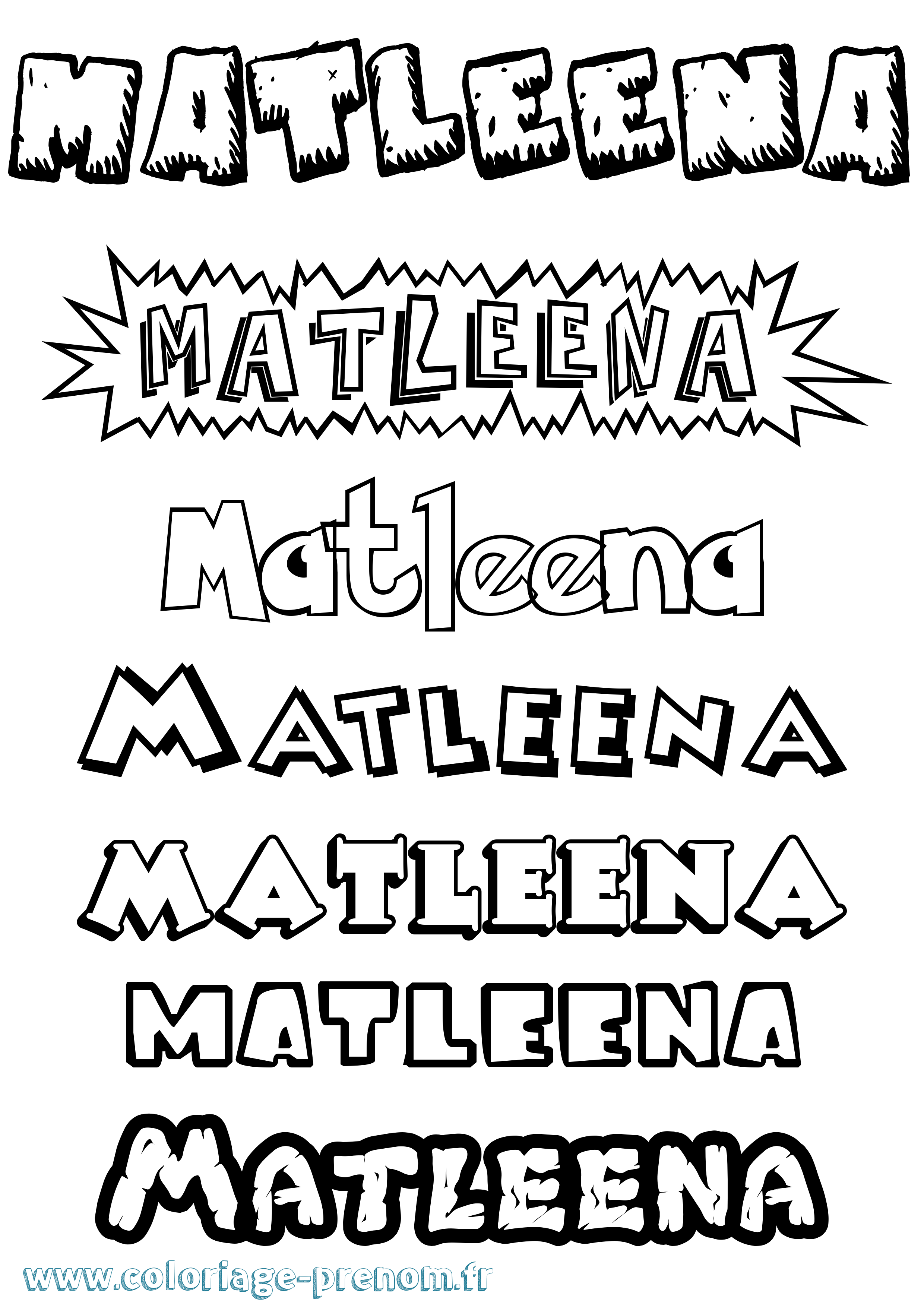 Coloriage prénom Matleena Dessin Animé