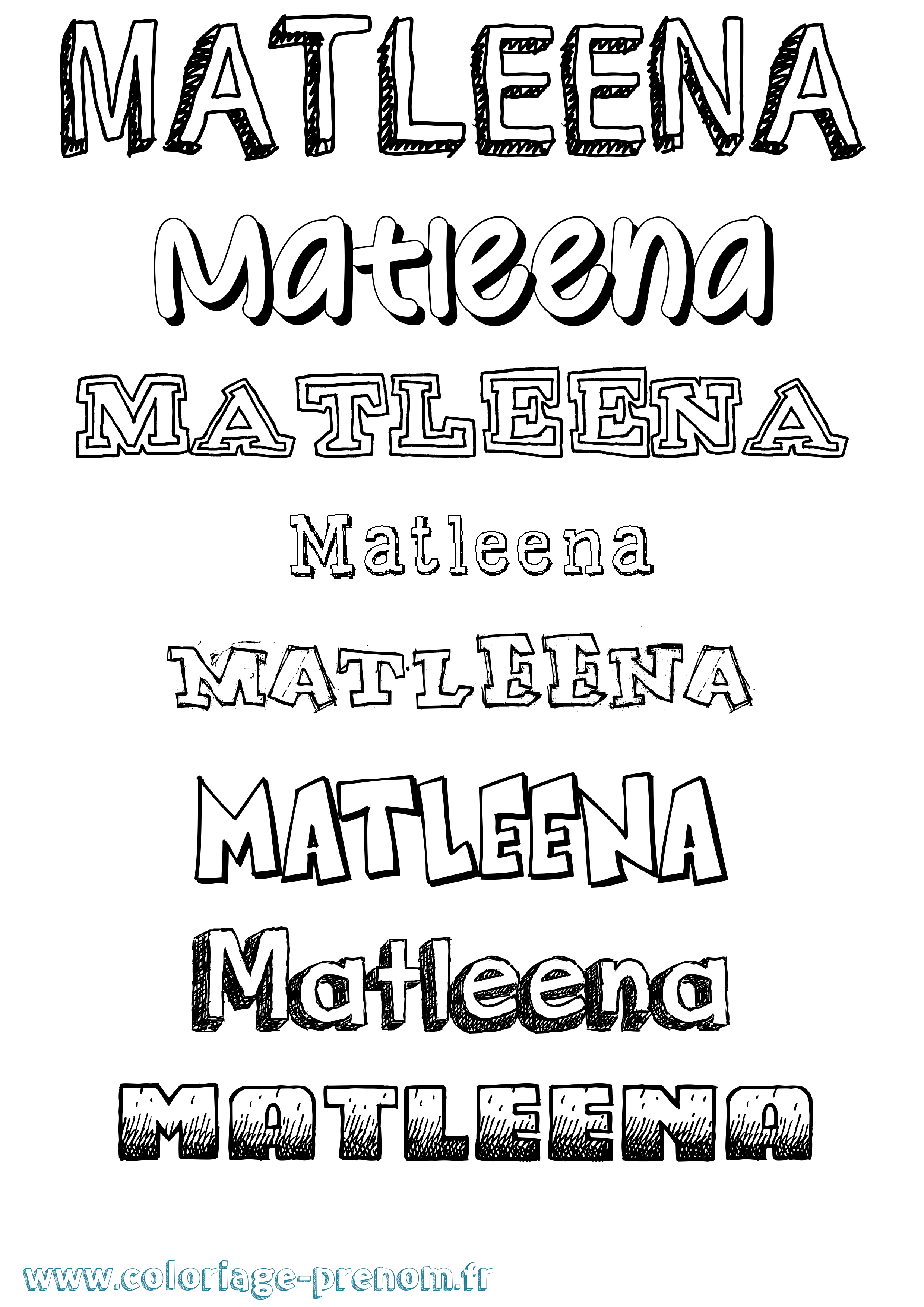 Coloriage prénom Matleena Dessiné