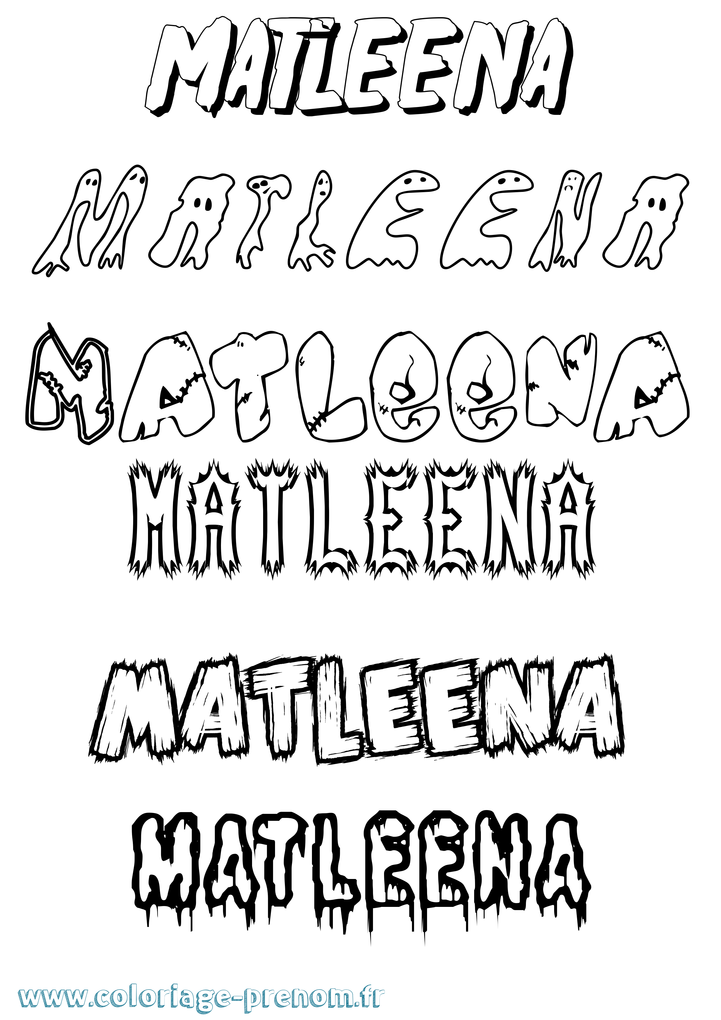 Coloriage prénom Matleena Frisson