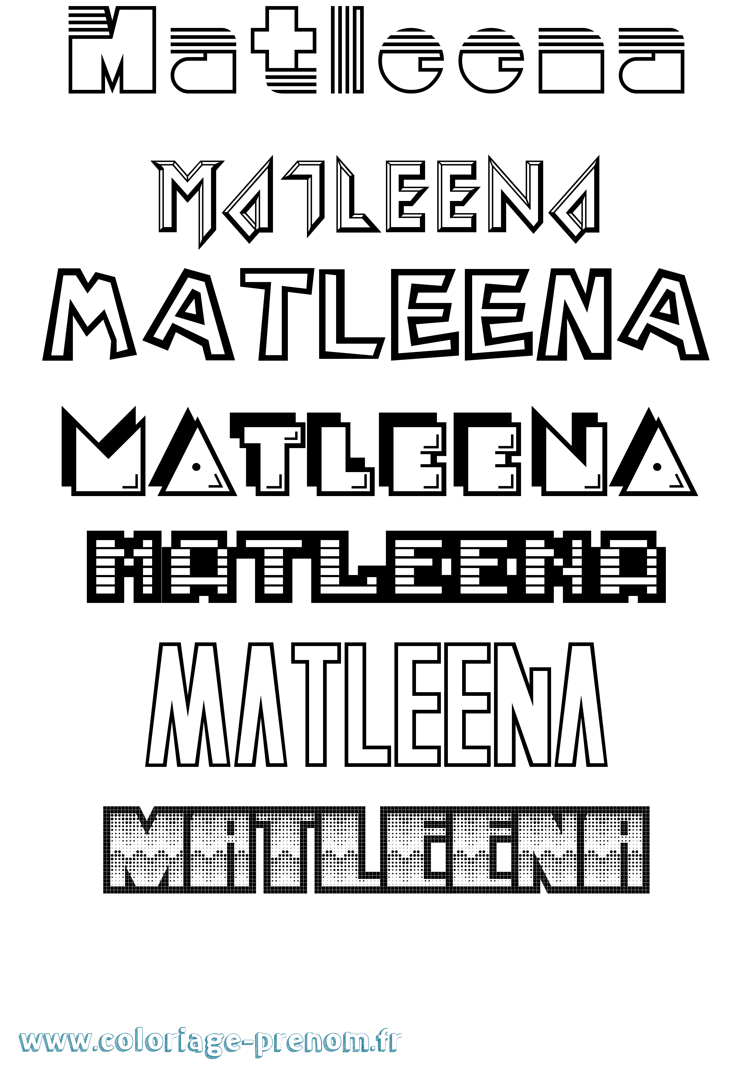 Coloriage prénom Matleena Jeux Vidéos