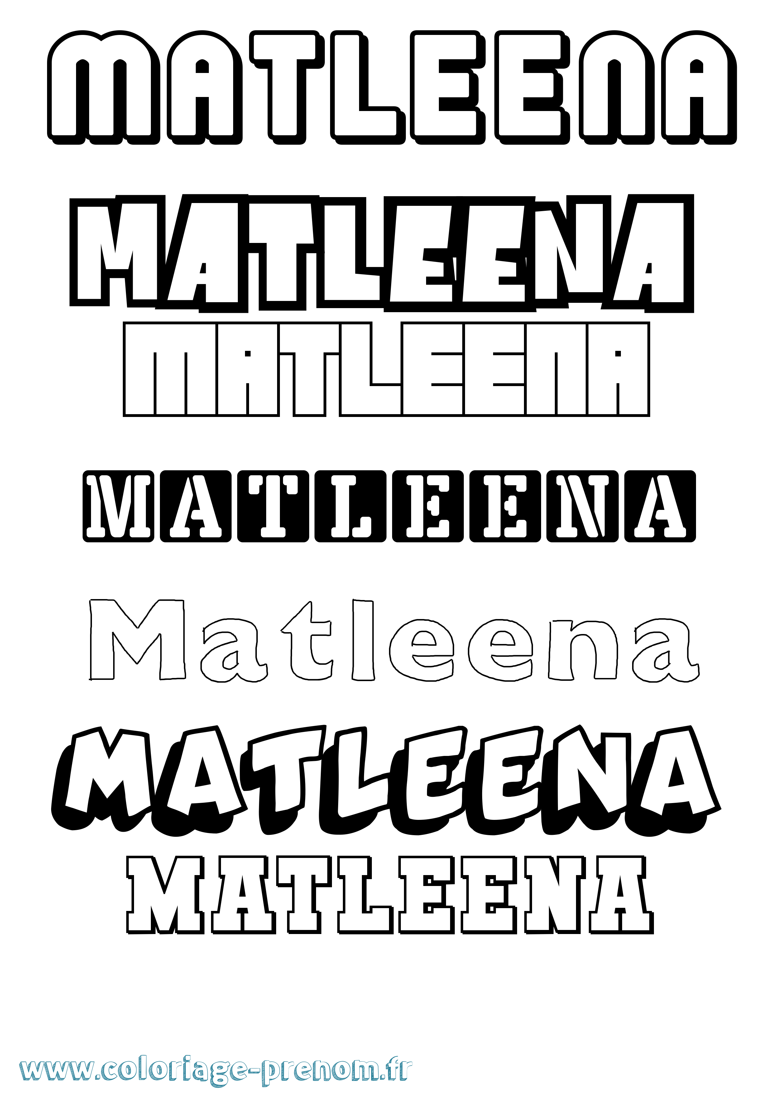 Coloriage prénom Matleena Simple