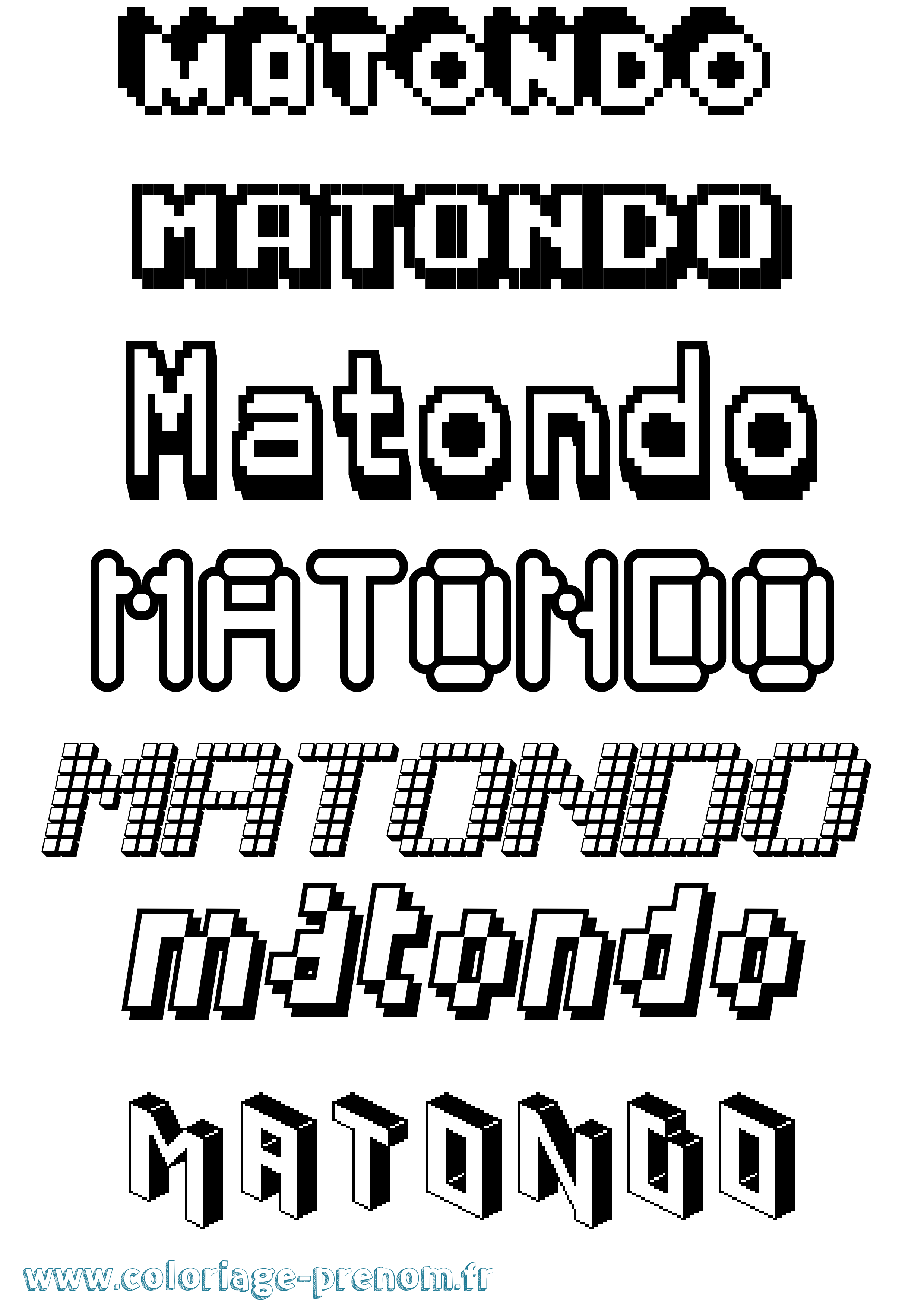 Coloriage prénom Matondo Pixel