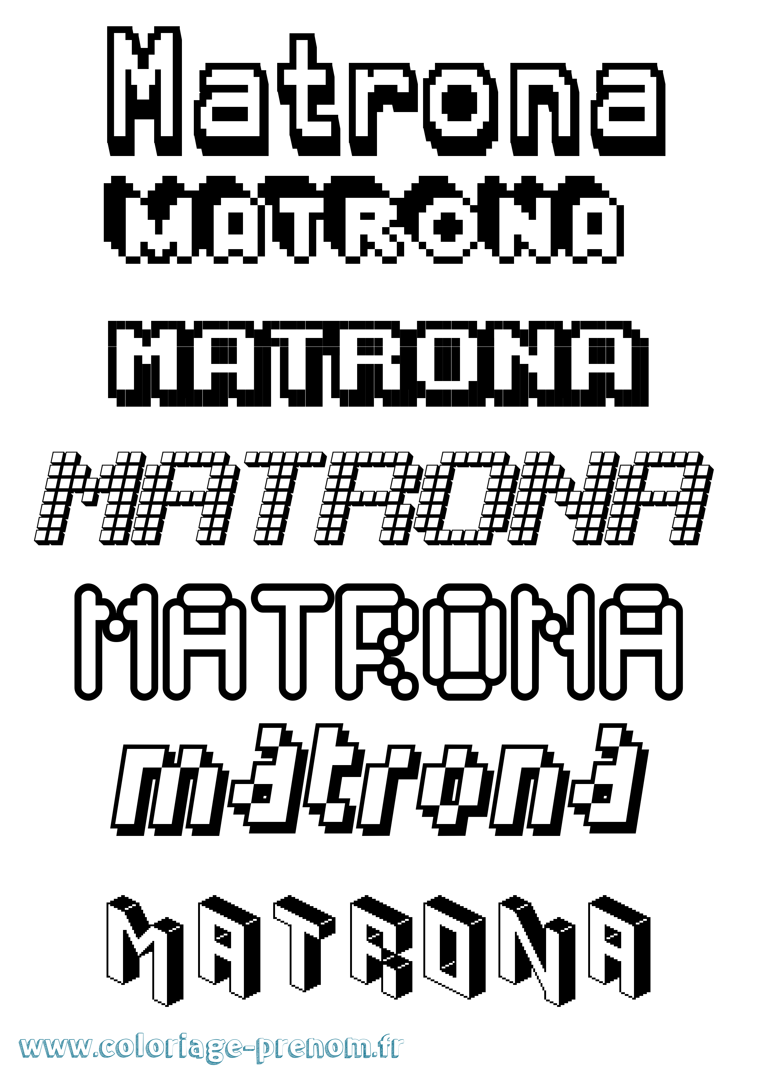 Coloriage prénom Matrona Pixel