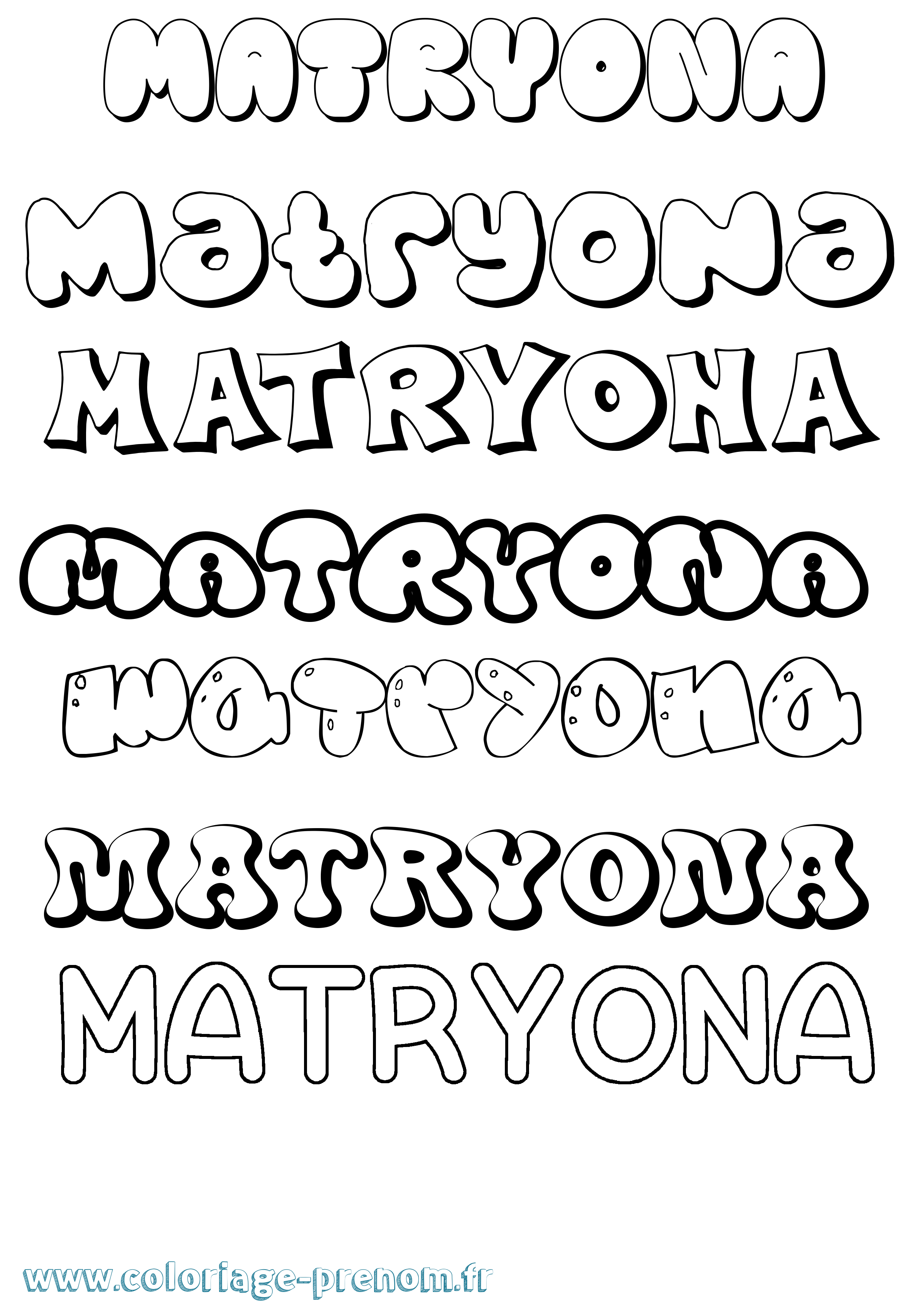 Coloriage prénom Matryona Bubble