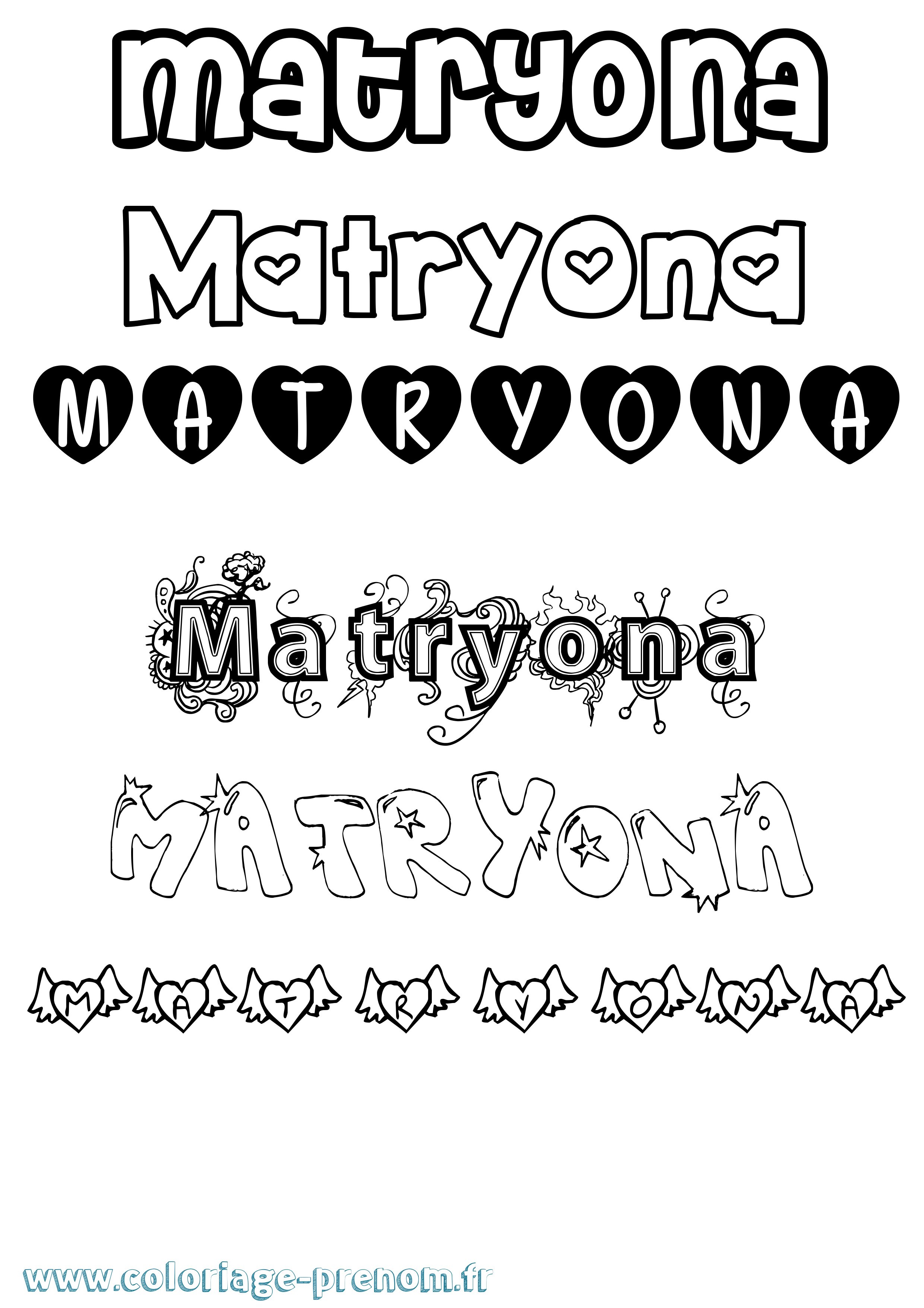Coloriage prénom Matryona Girly
