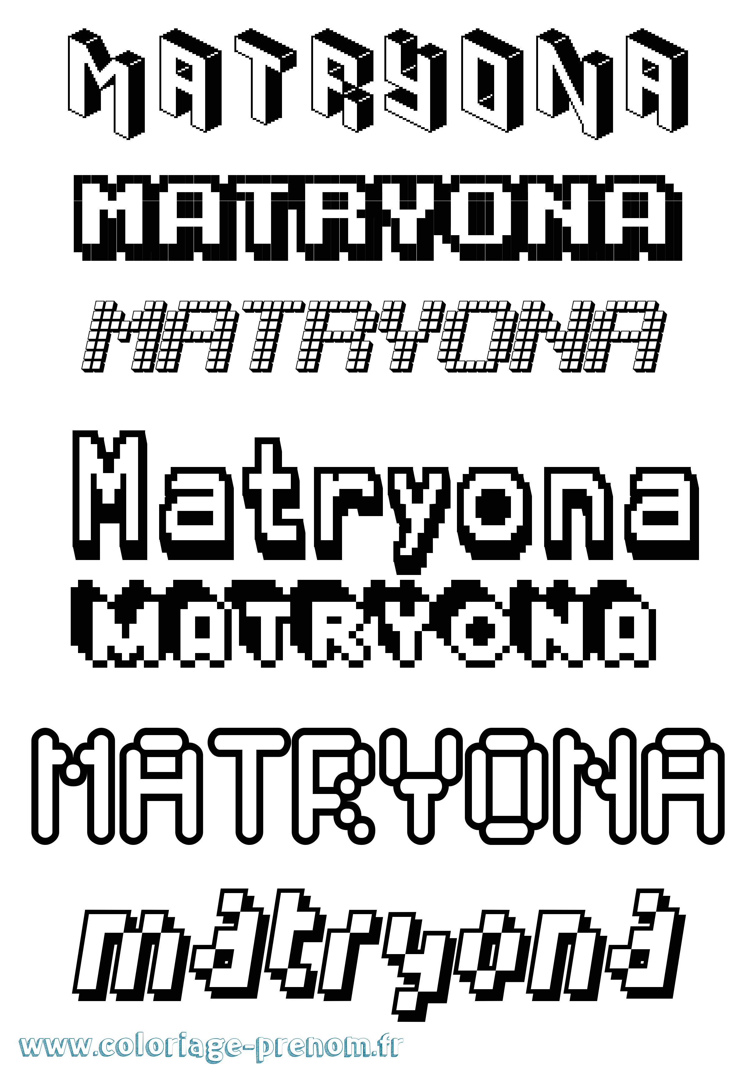 Coloriage prénom Matryona Pixel