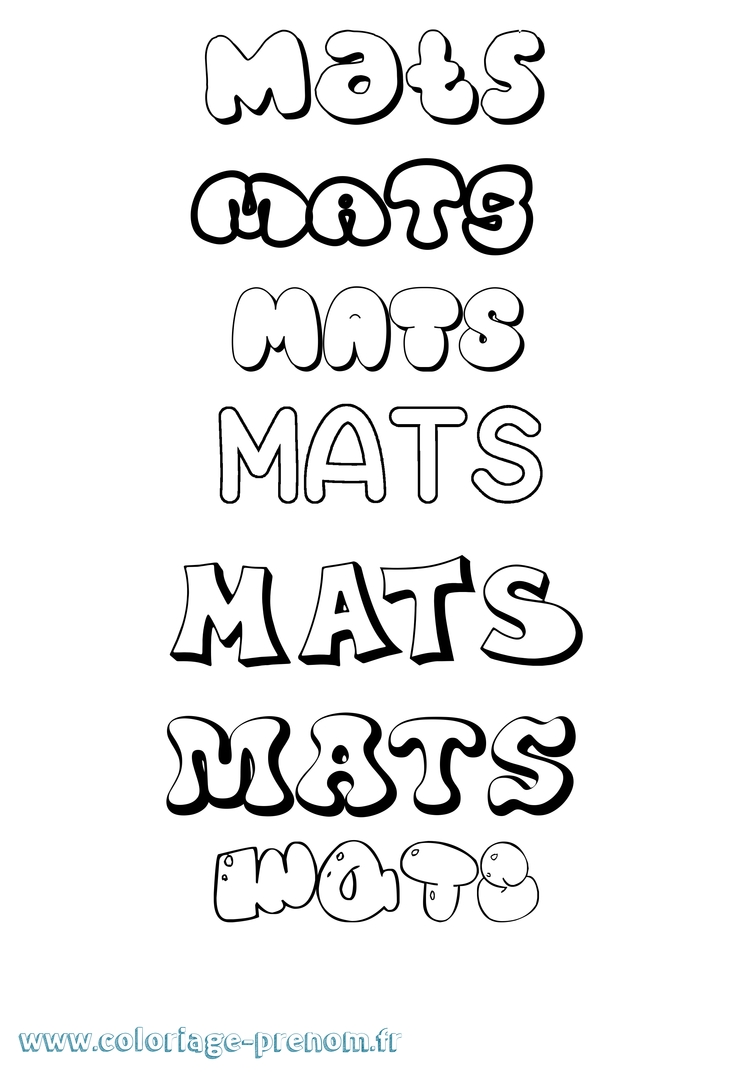 Coloriage Mats Bubble Coloriage prénom Mats Bubble