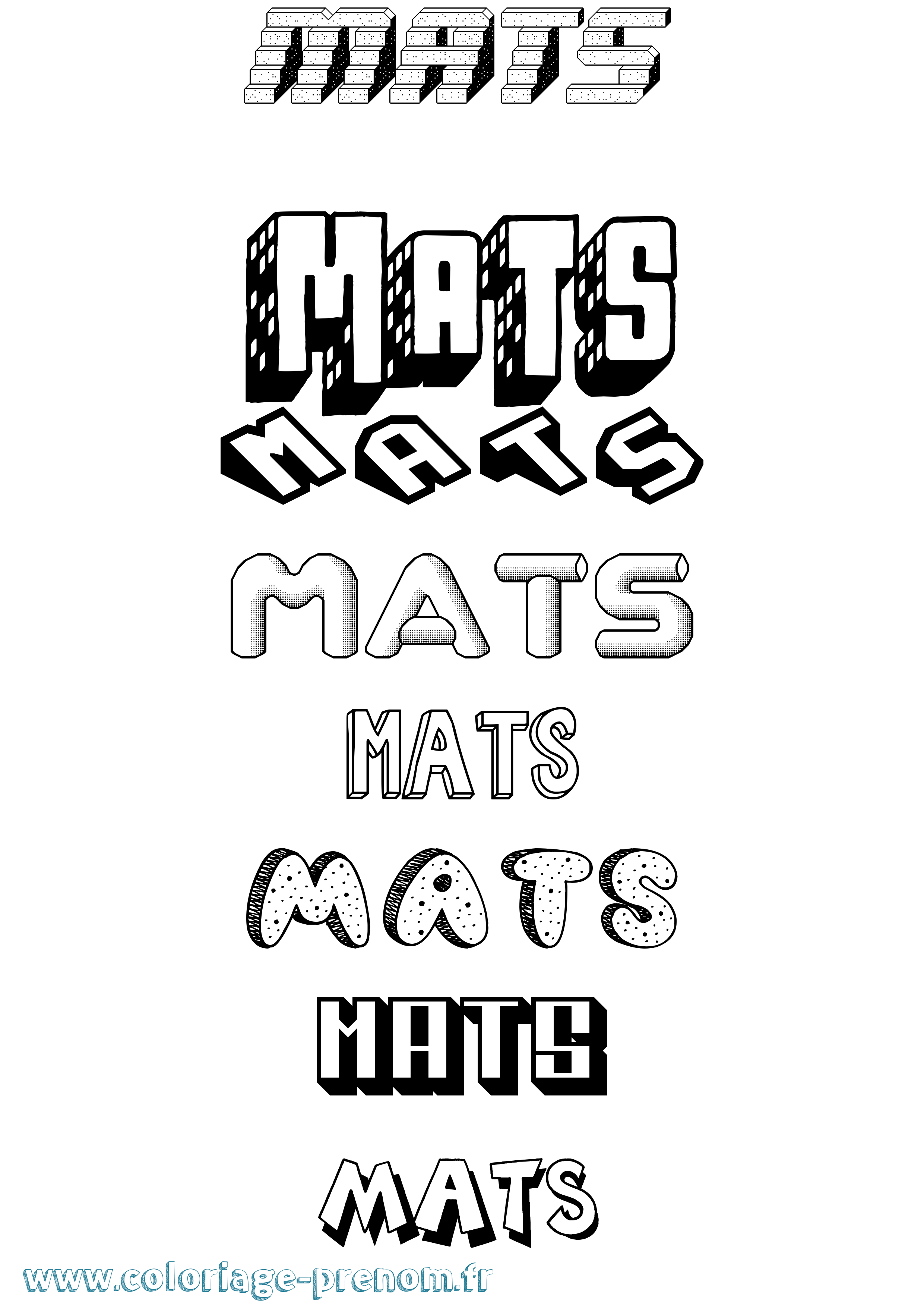 Coloriage Mats Effet 3D Coloriage prénom Mats Effet 3D