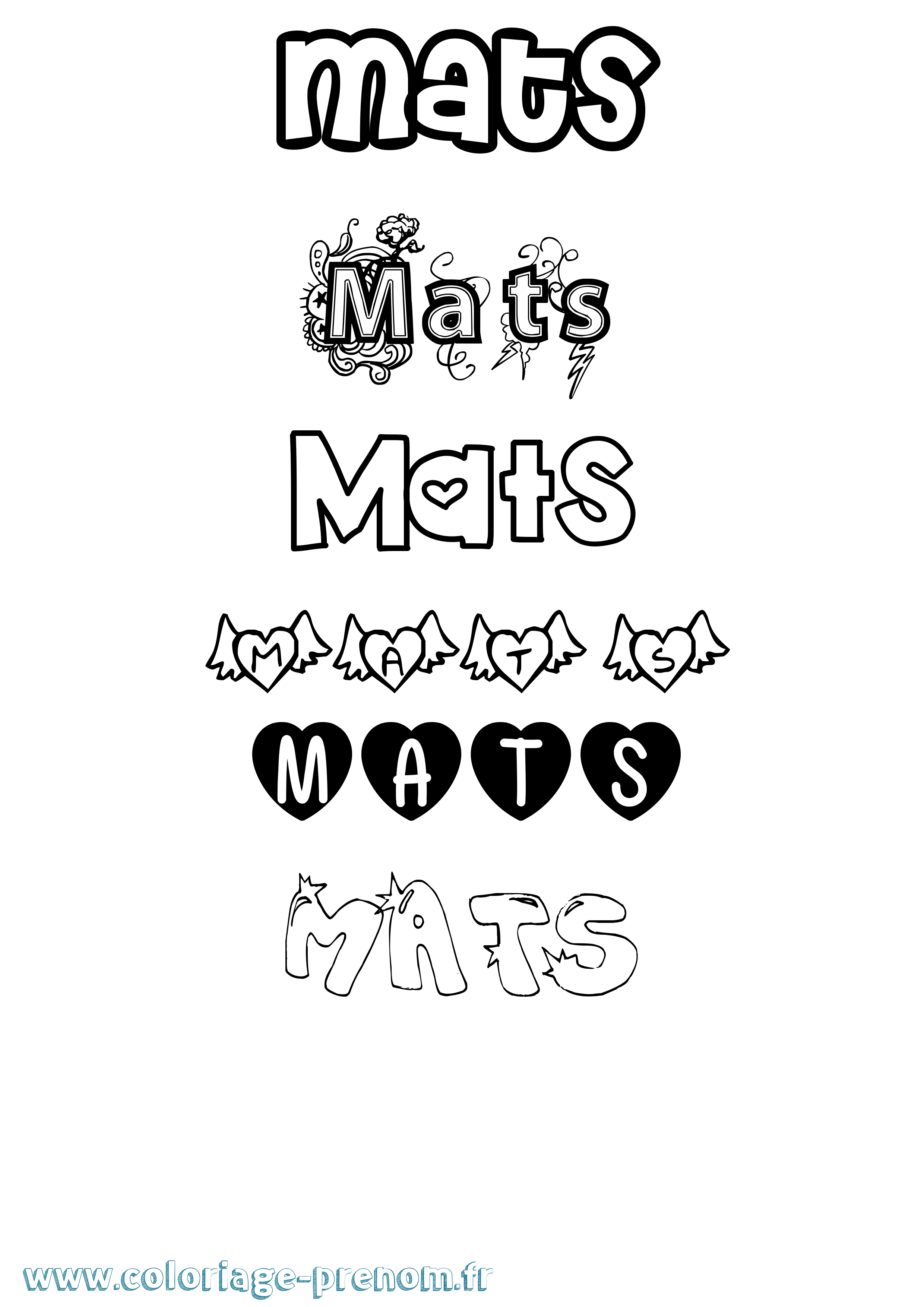 Coloriage Mats Girly Coloriage prénom Mats Girly