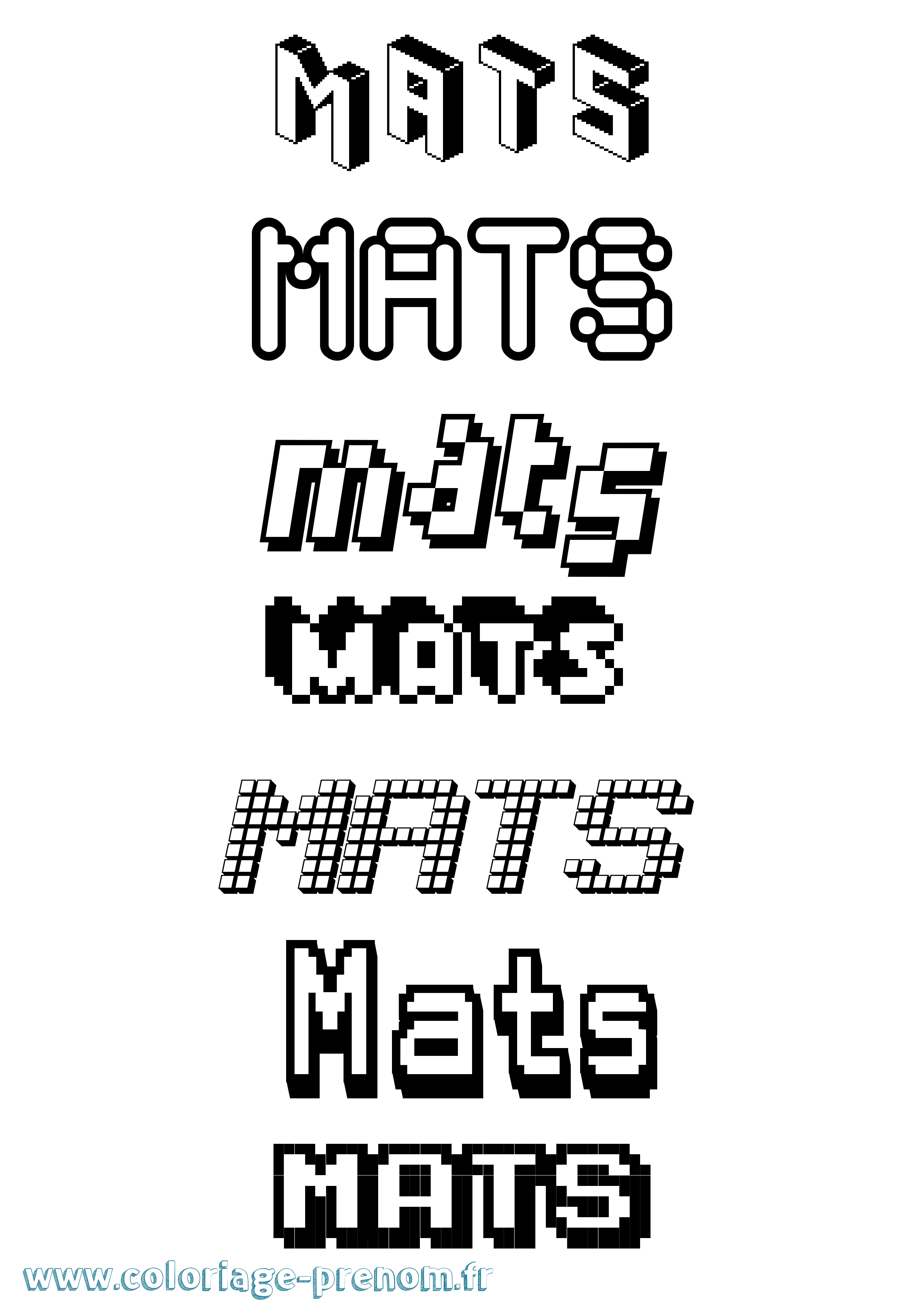 Coloriage Mats Pixel Coloriage prénom Mats Pixel