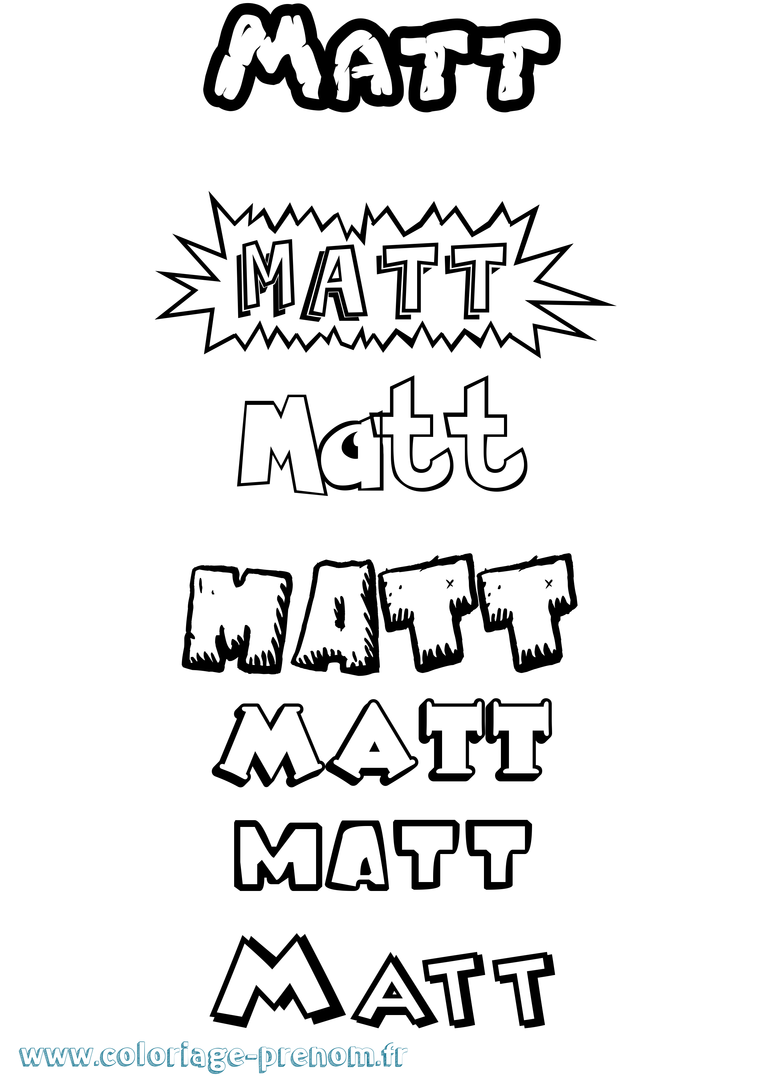Coloriage prénom Matt Dessin Animé