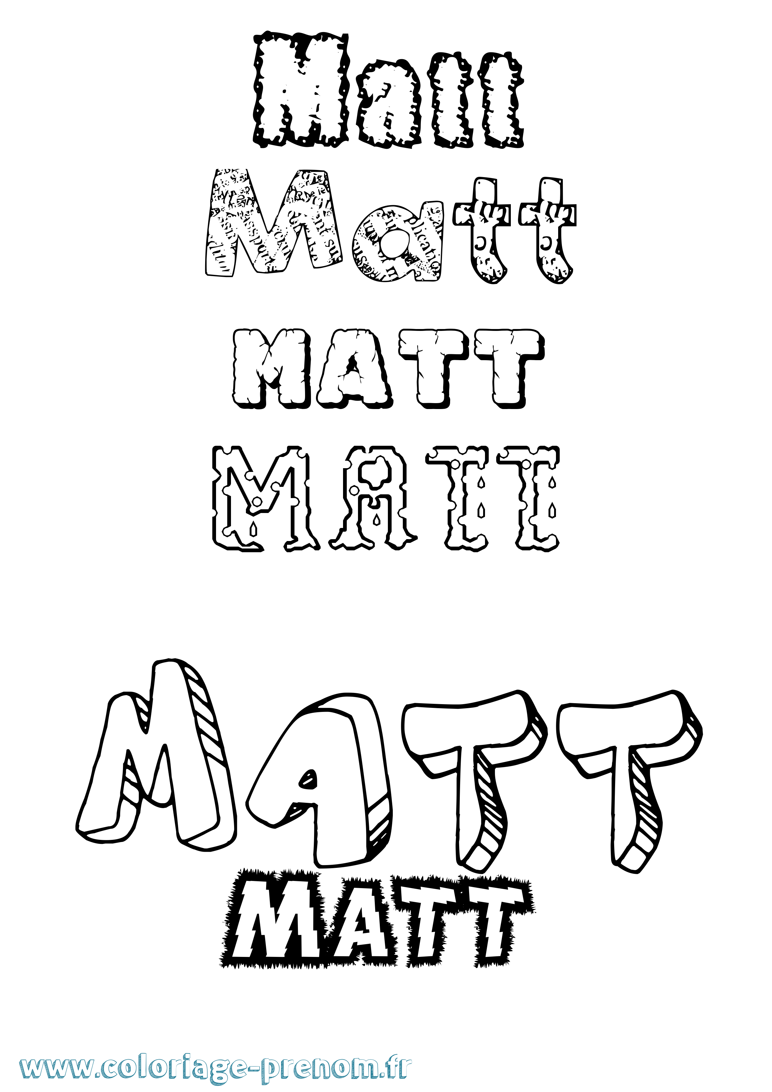Coloriage prénom Matt Destructuré