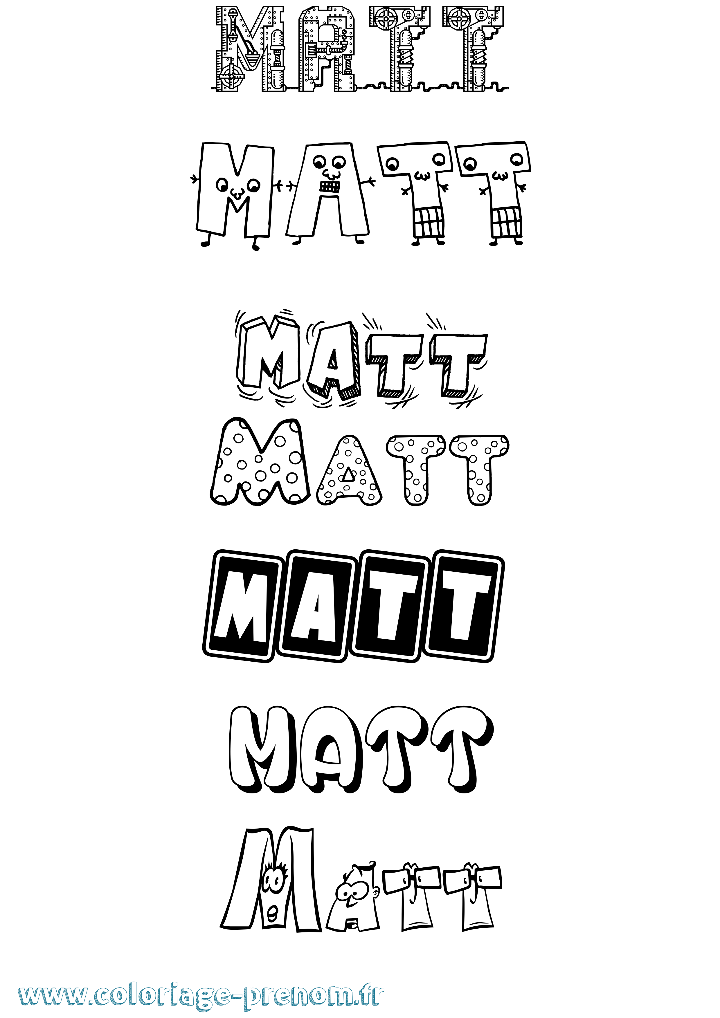 Coloriage prénom Matt Fun
