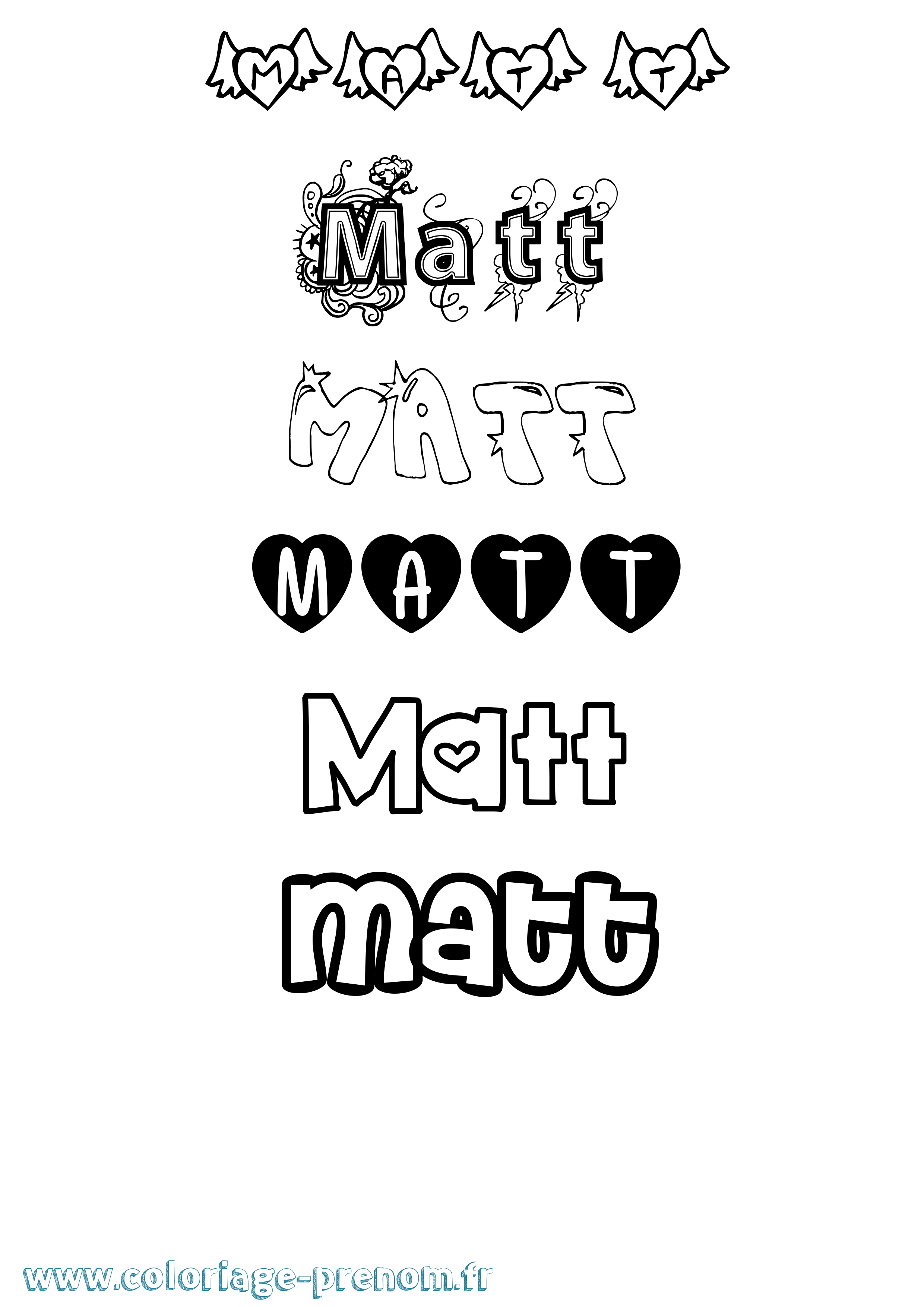 Coloriage prénom Matt Girly