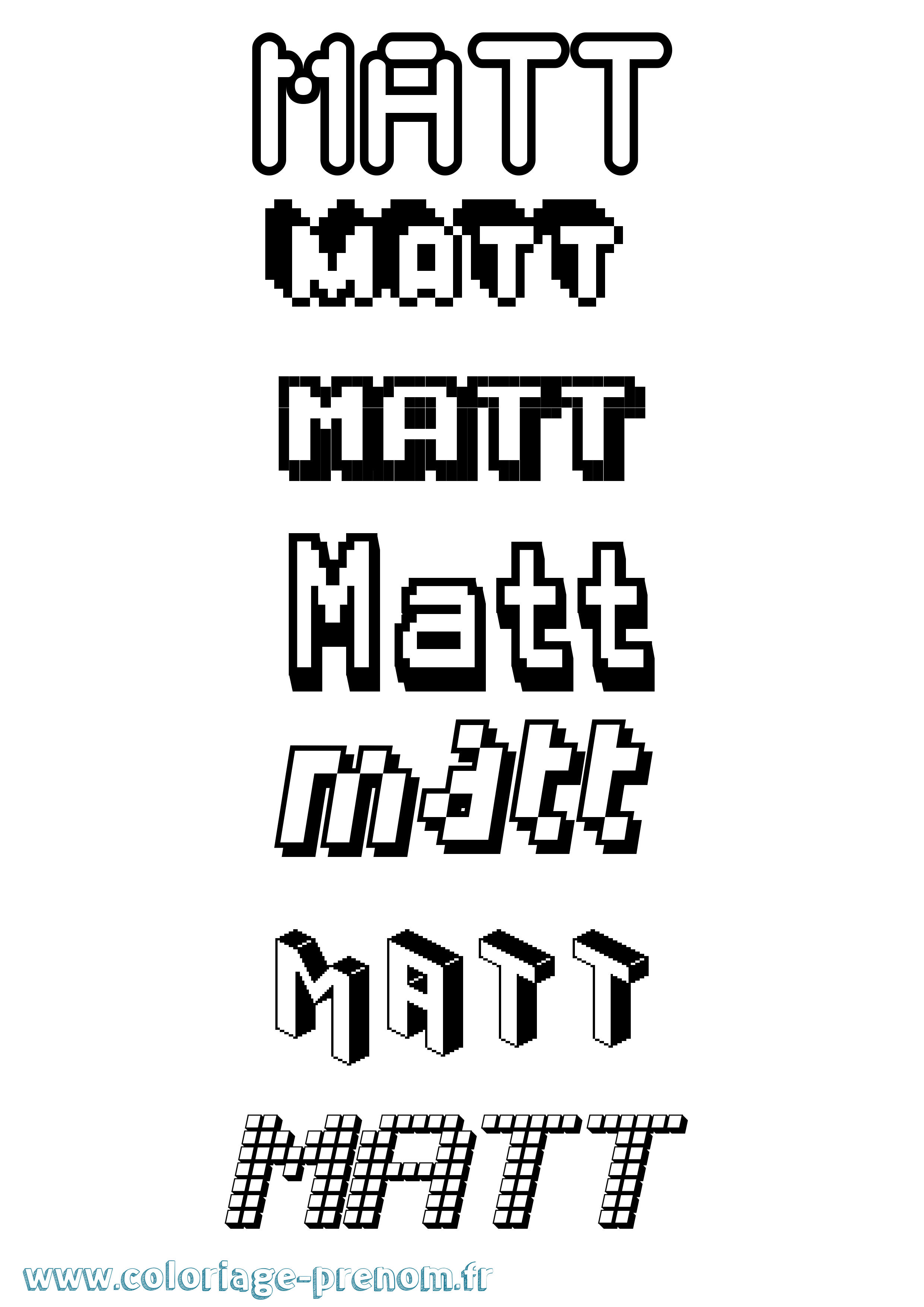 Coloriage prénom Matt Pixel