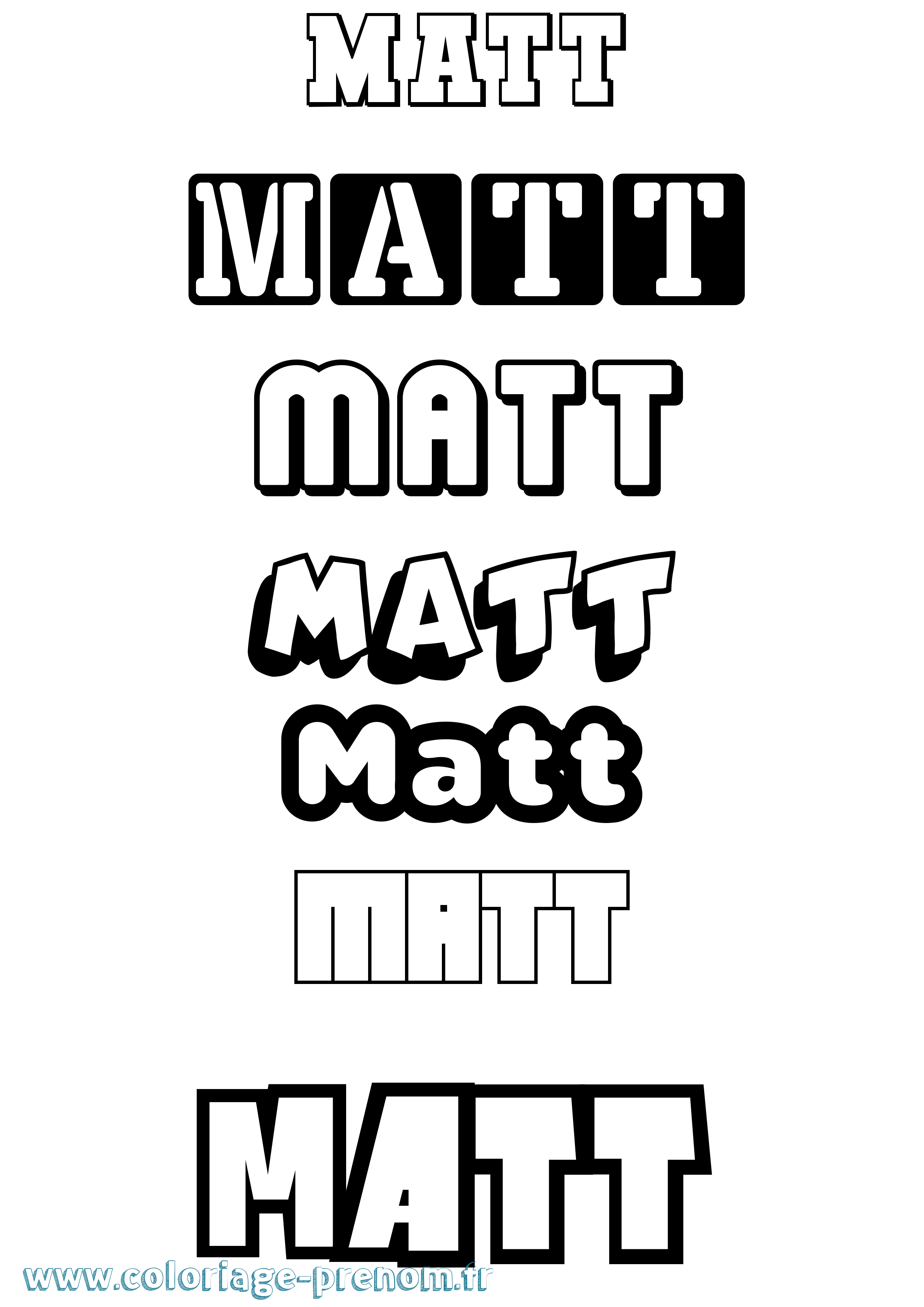 Coloriage prénom Matt Simple