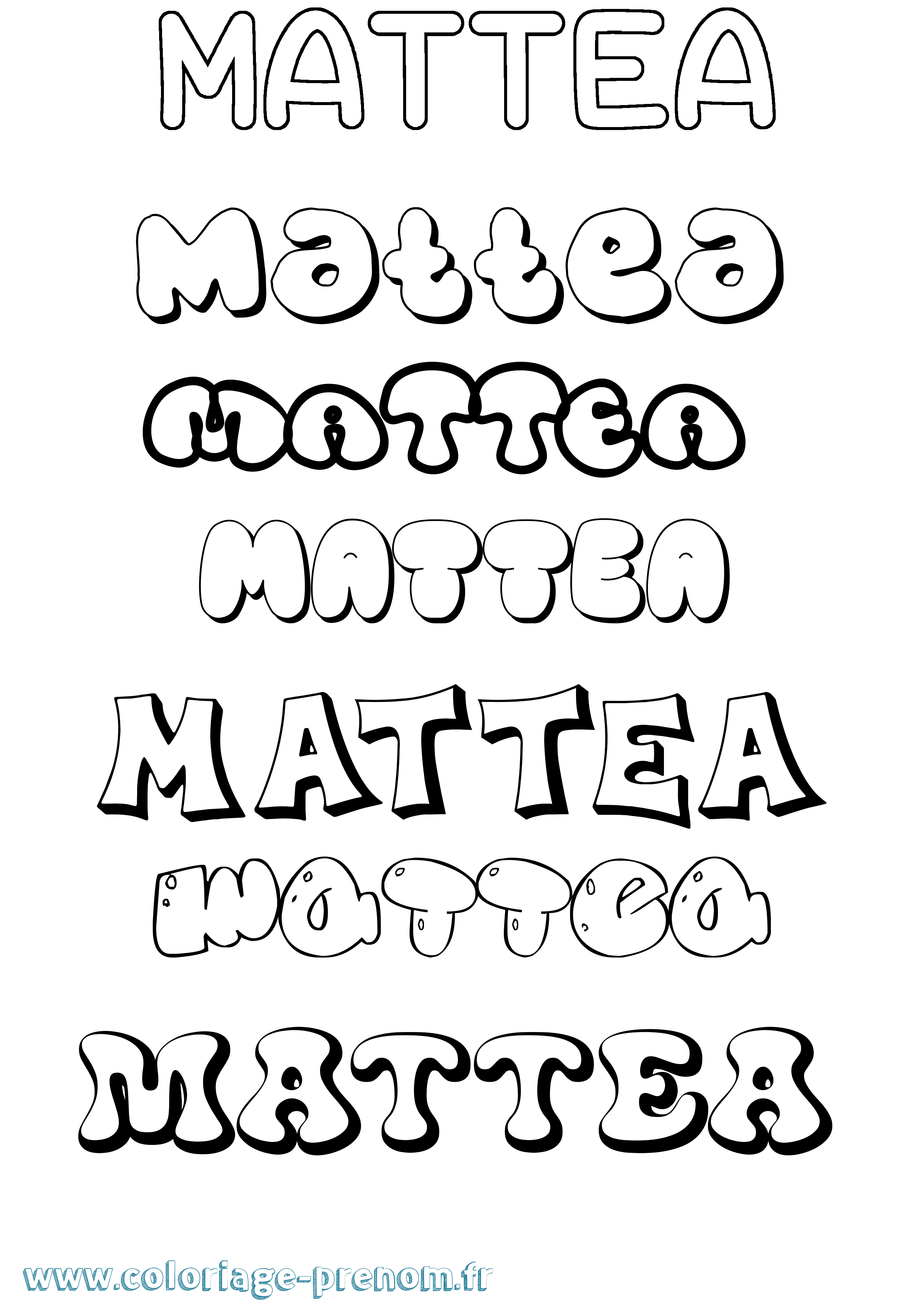 Coloriage prénom Mattea Bubble
