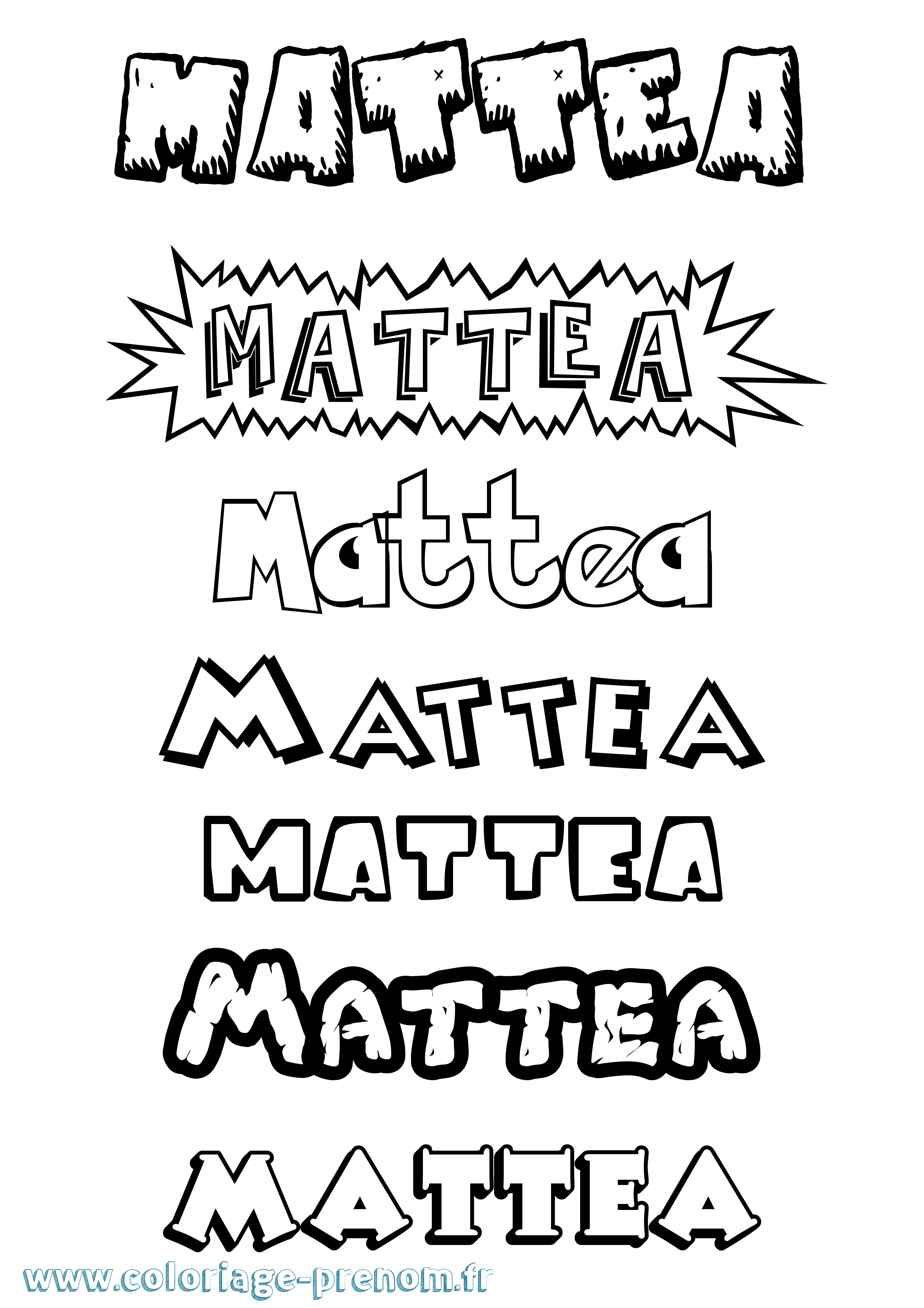 Coloriage prénom Mattea Dessin Animé