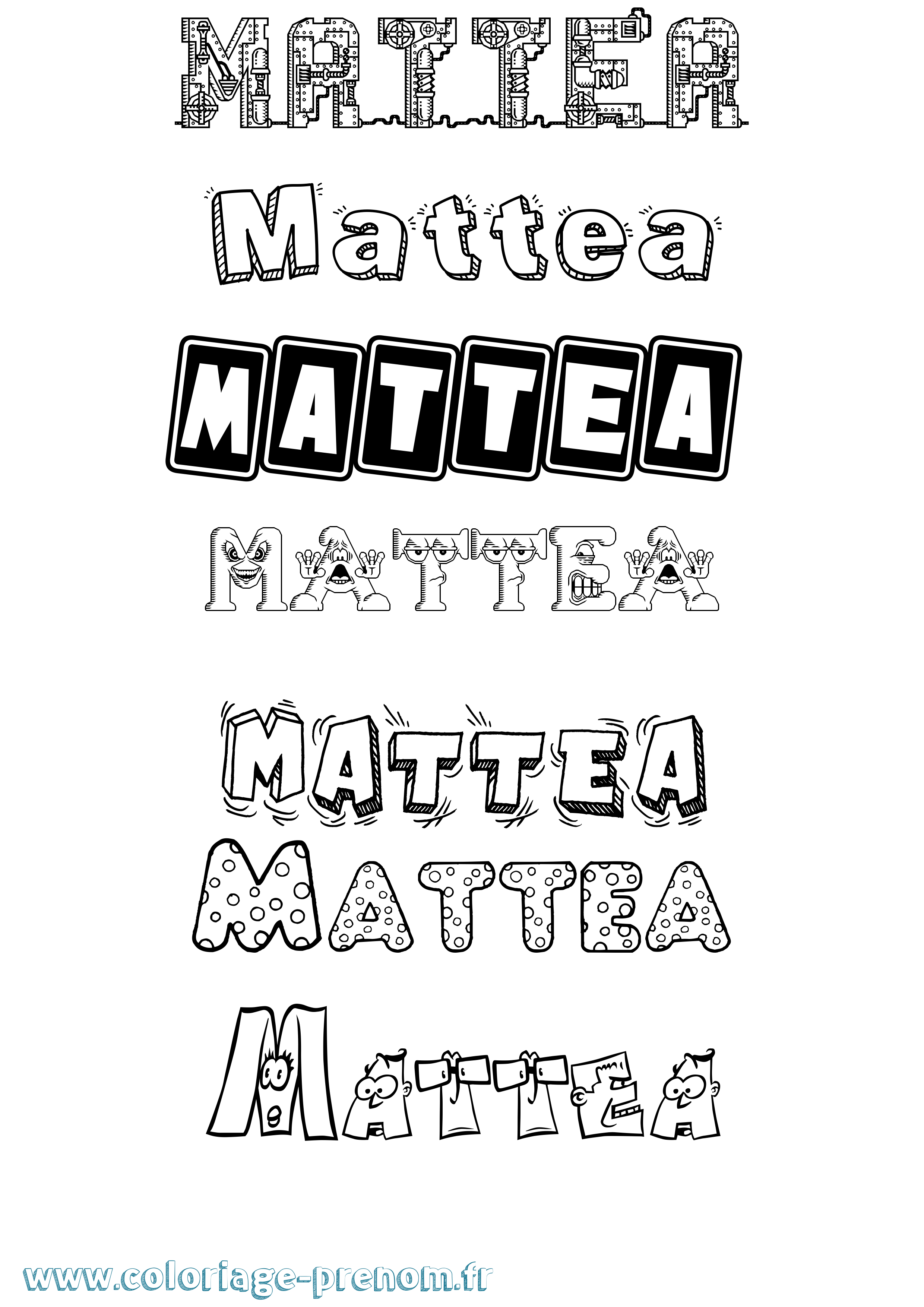 Coloriage prénom Mattea Fun