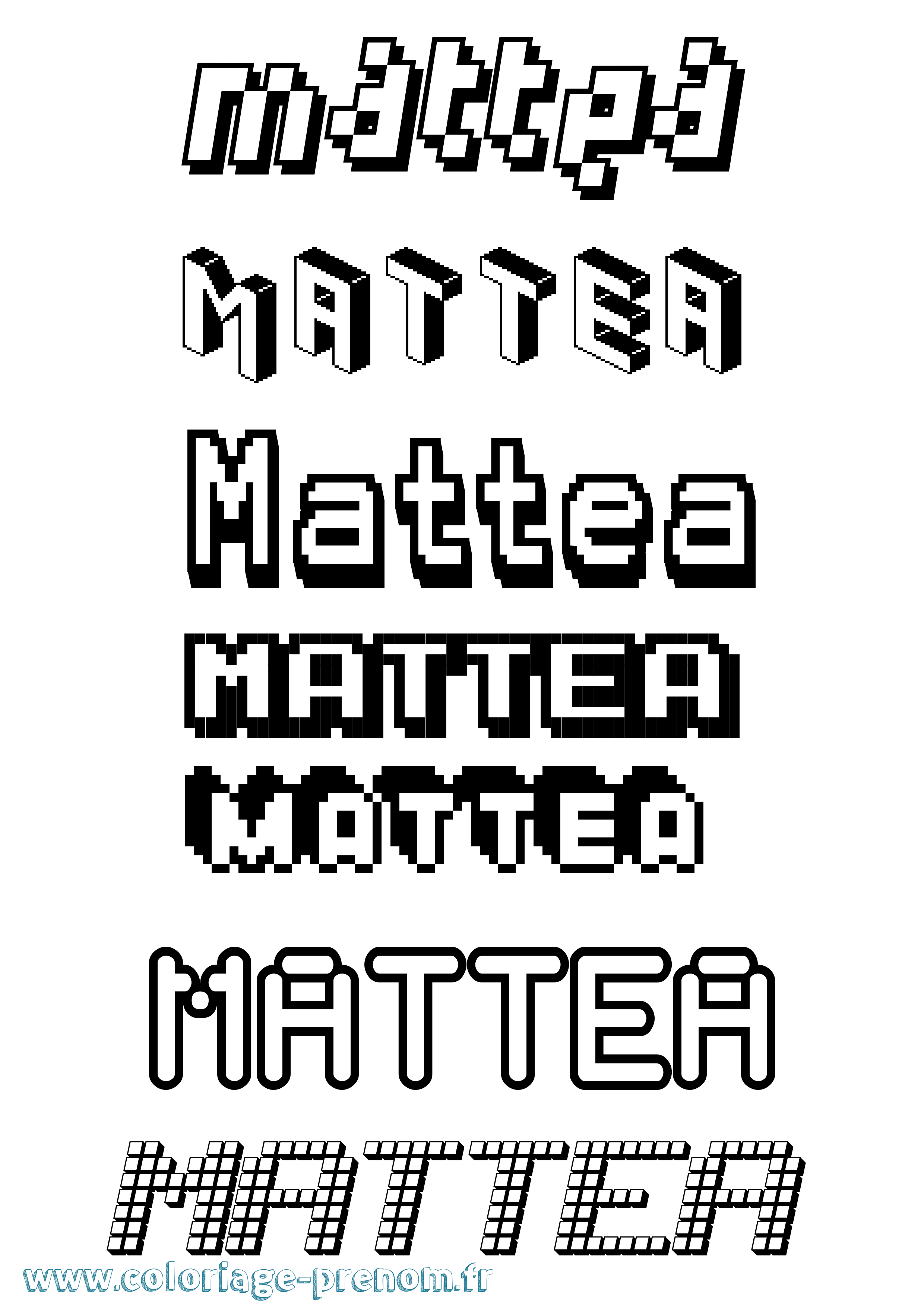 Coloriage prénom Mattea Pixel