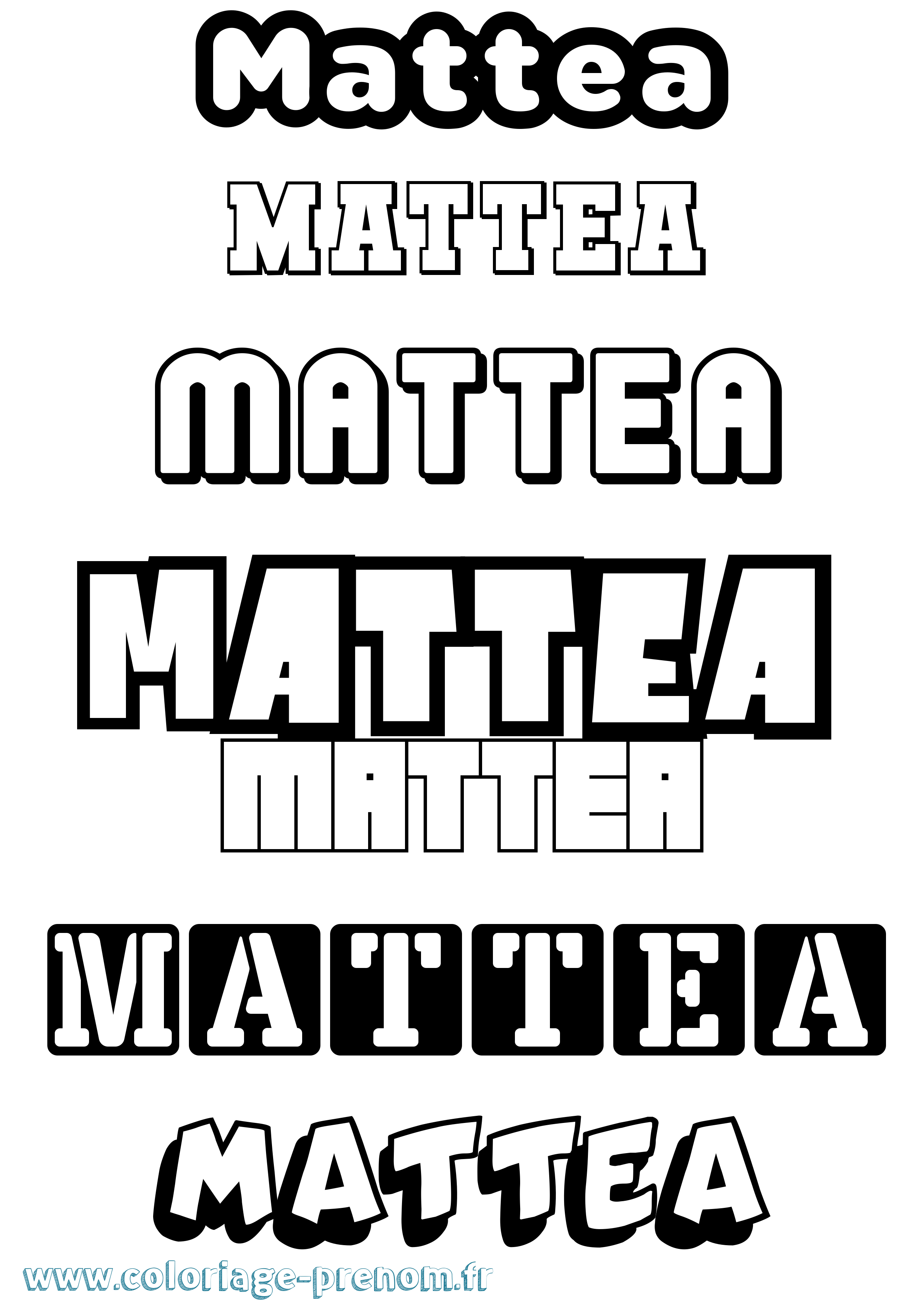 Coloriage prénom Mattea Simple