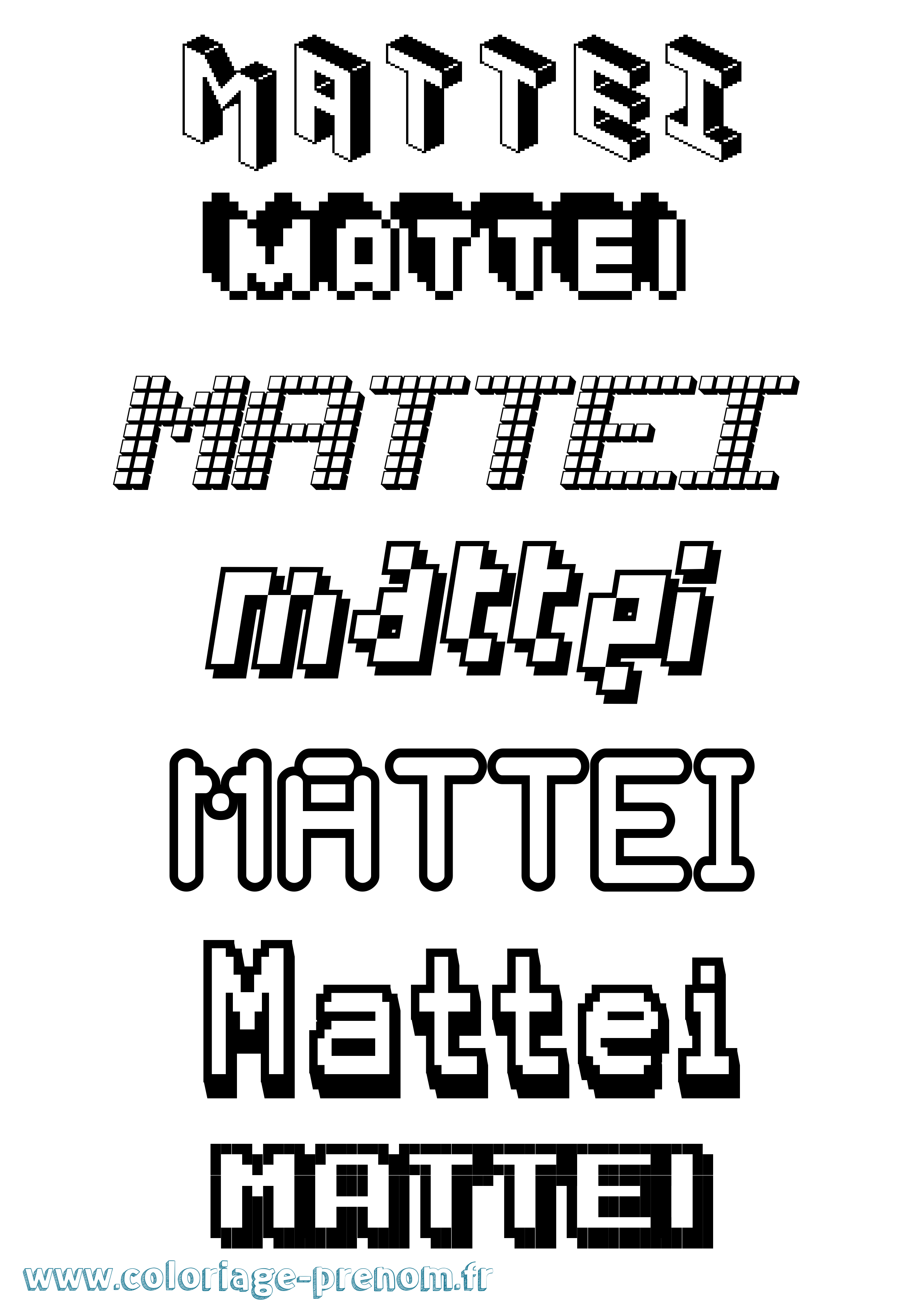 Coloriage prénom Mattei Pixel