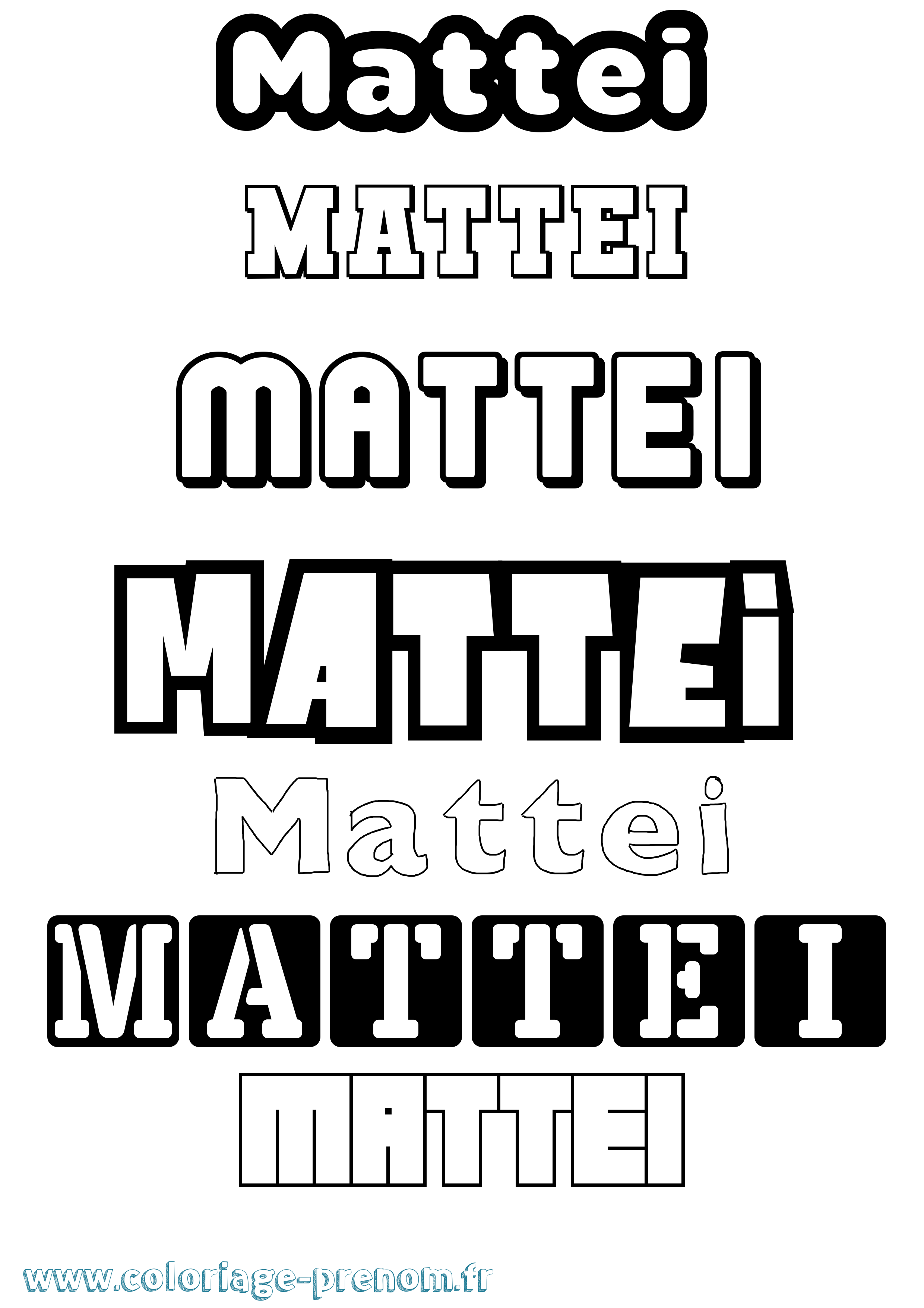 Coloriage prénom Mattei Simple