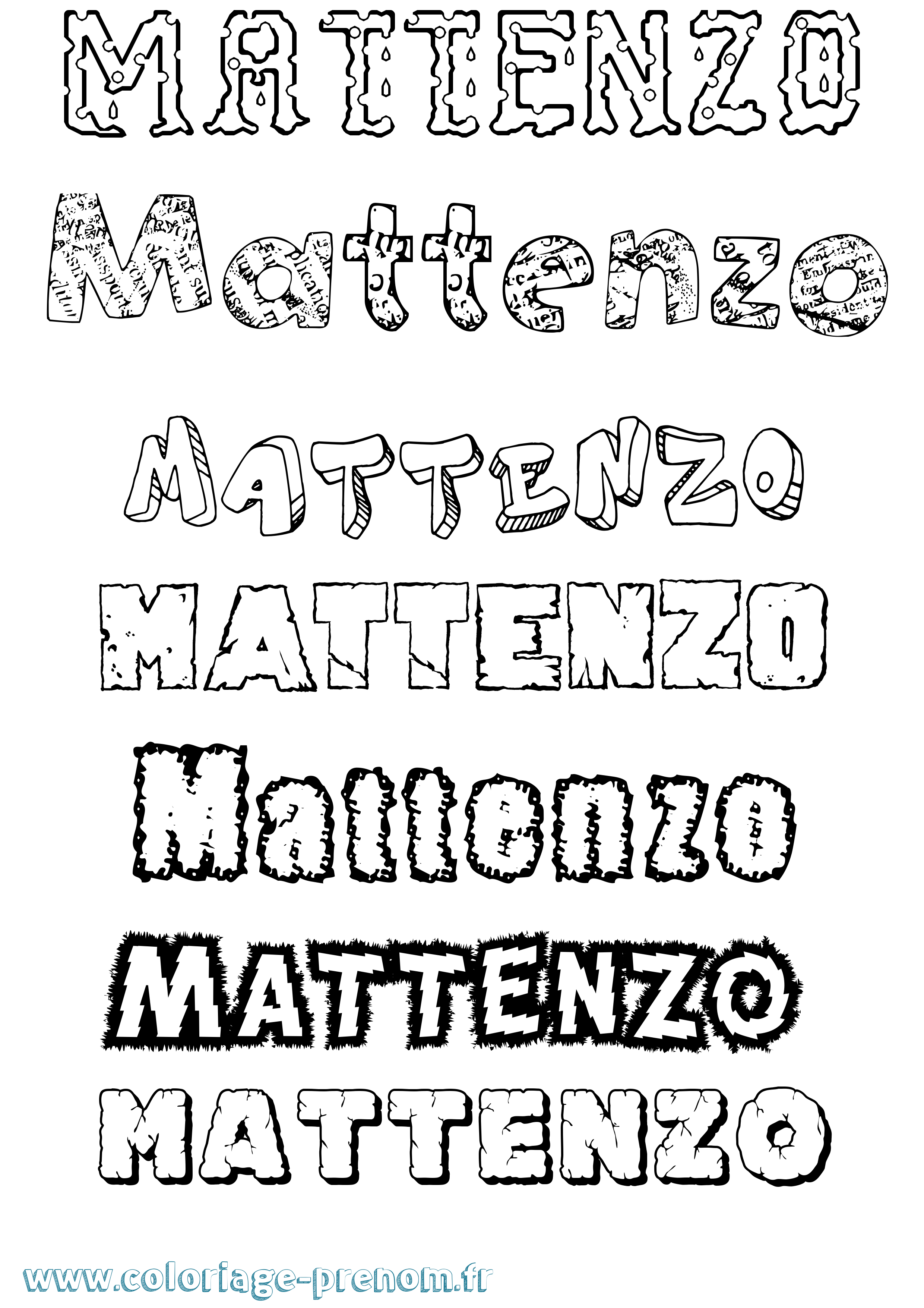 Coloriage prénom Mattenzo Destructuré