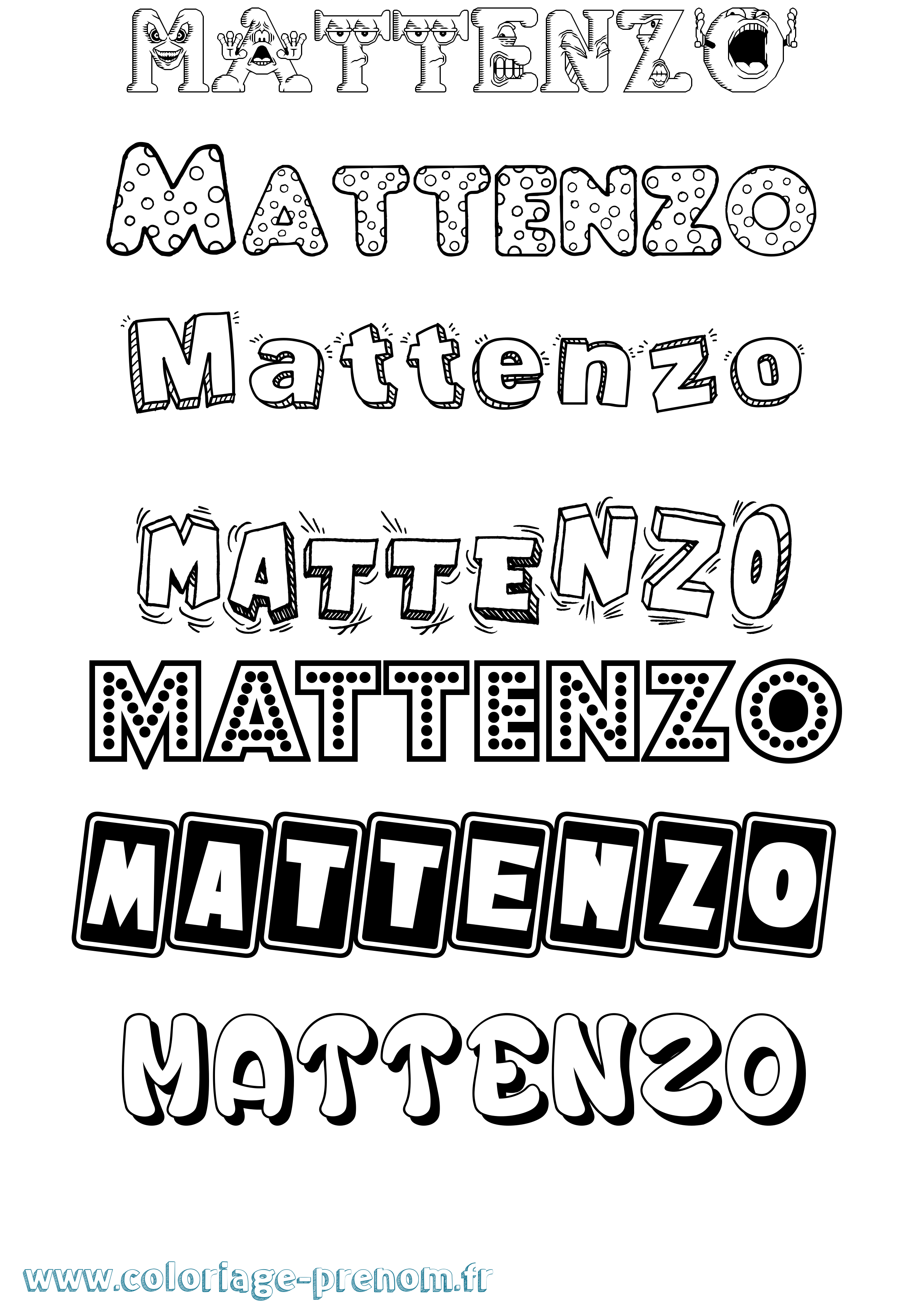 Coloriage prénom Mattenzo Fun