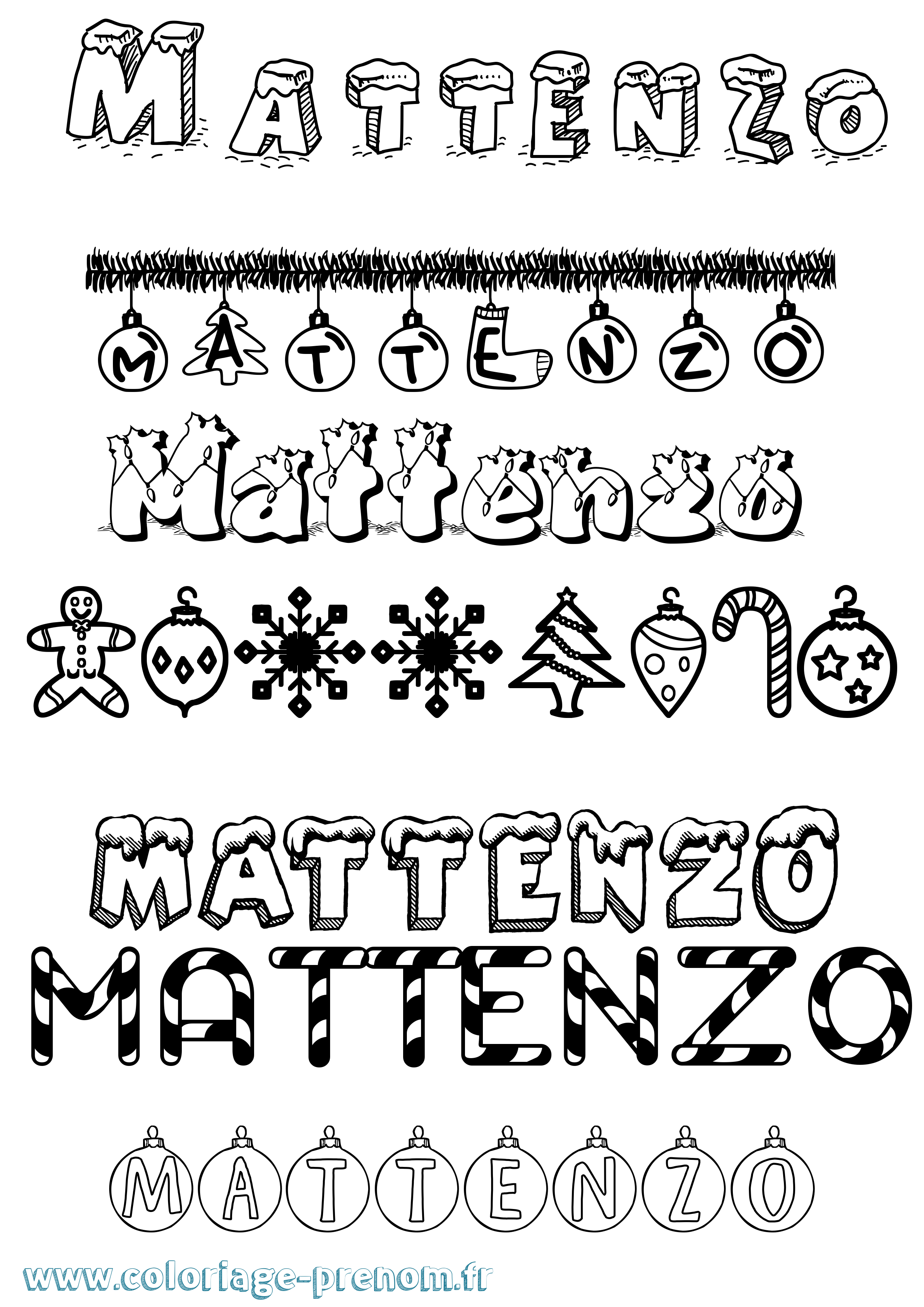 Coloriage prénom Mattenzo Noël