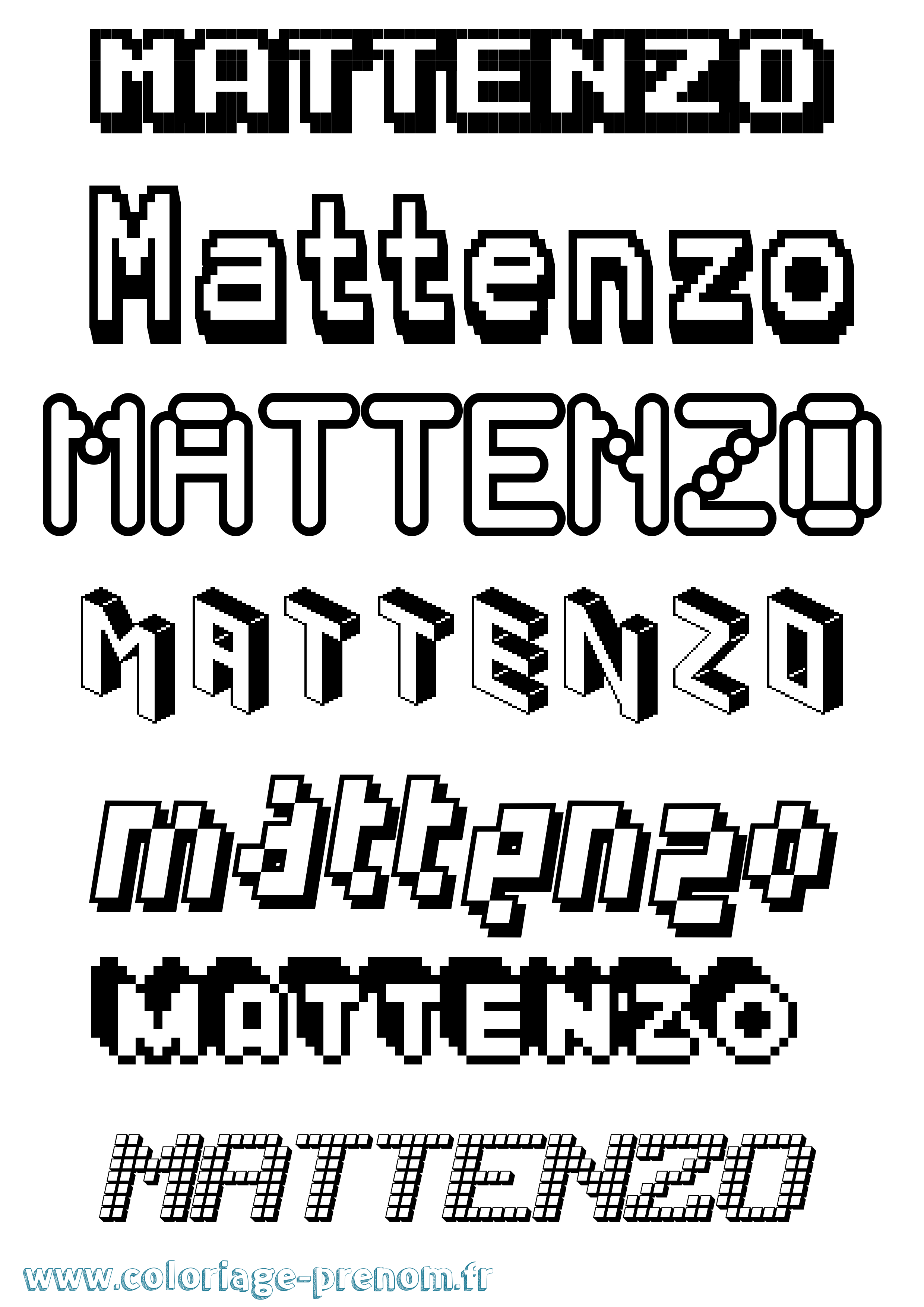Coloriage prénom Mattenzo Pixel