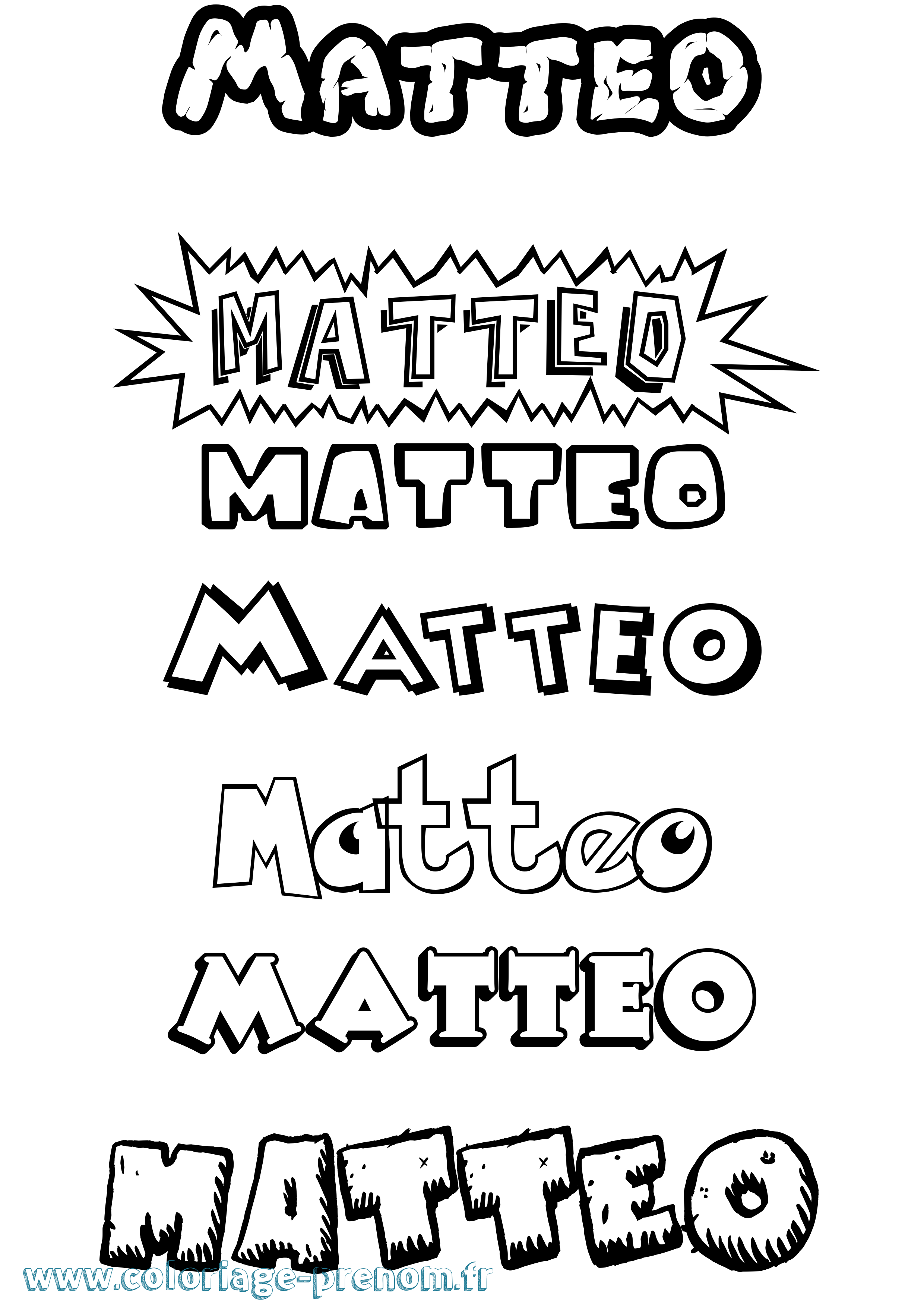 Coloriage prénom Matteo Dessin Animé